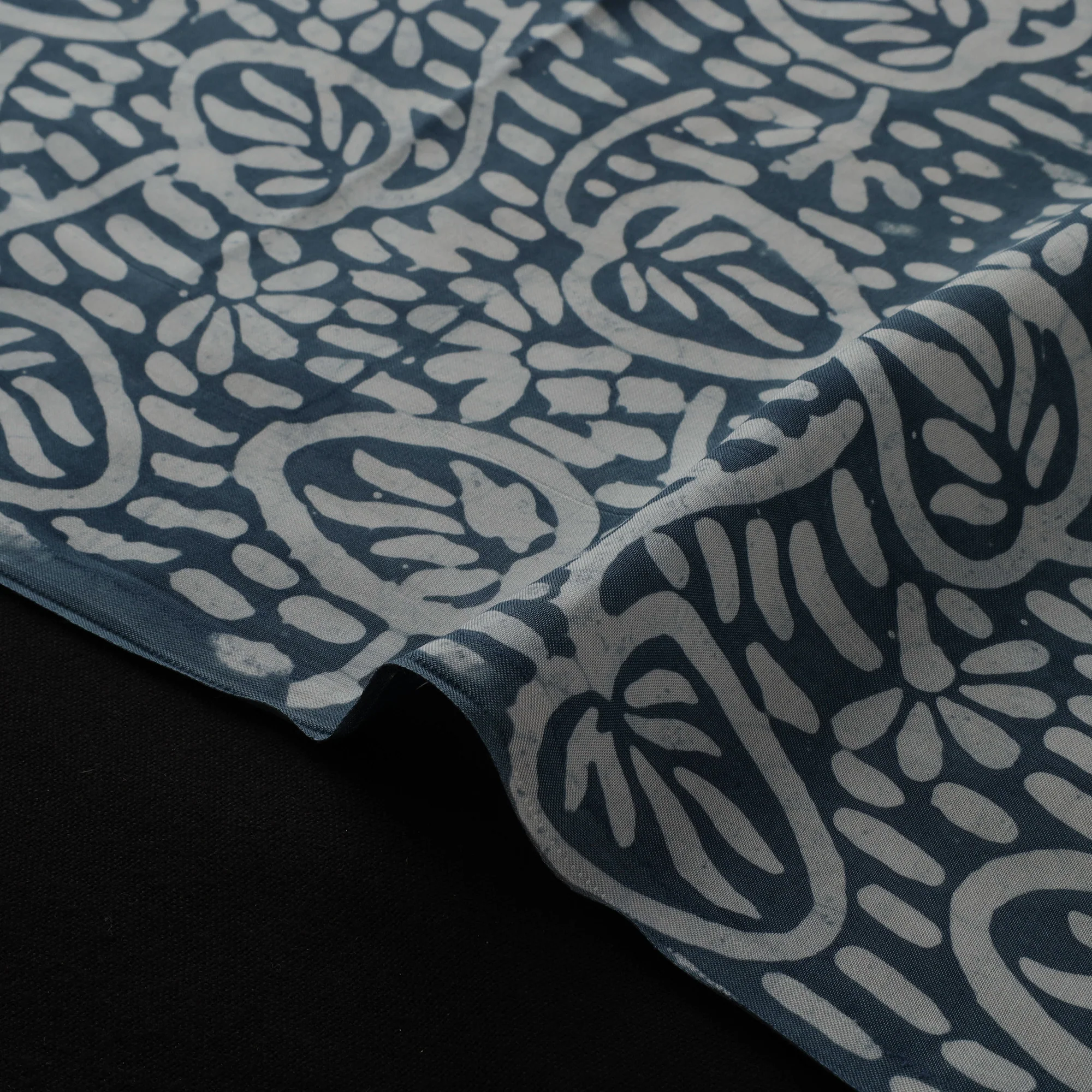Gray - Kutch Hand Block Batik Print Modal Silk Fabric 05 - Image 4