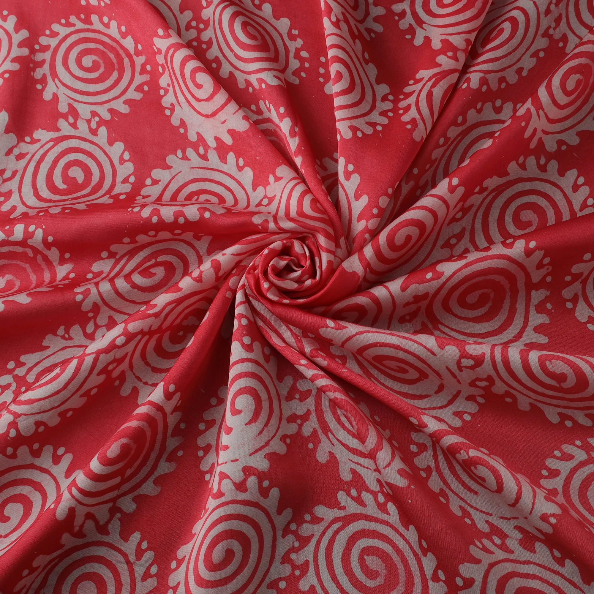 Pink - Kutch Hand Block Batik Print Modal Silk Fabric 07