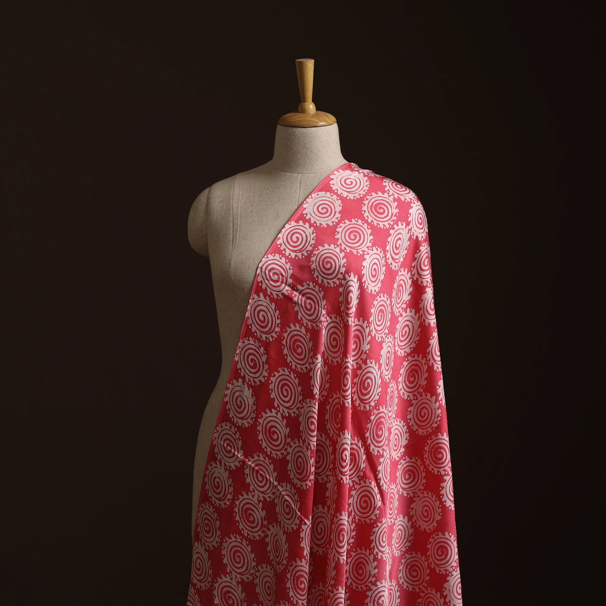 Pink - Kutch Hand Block Batik Print Modal Silk Fabric 07 - Image 2
