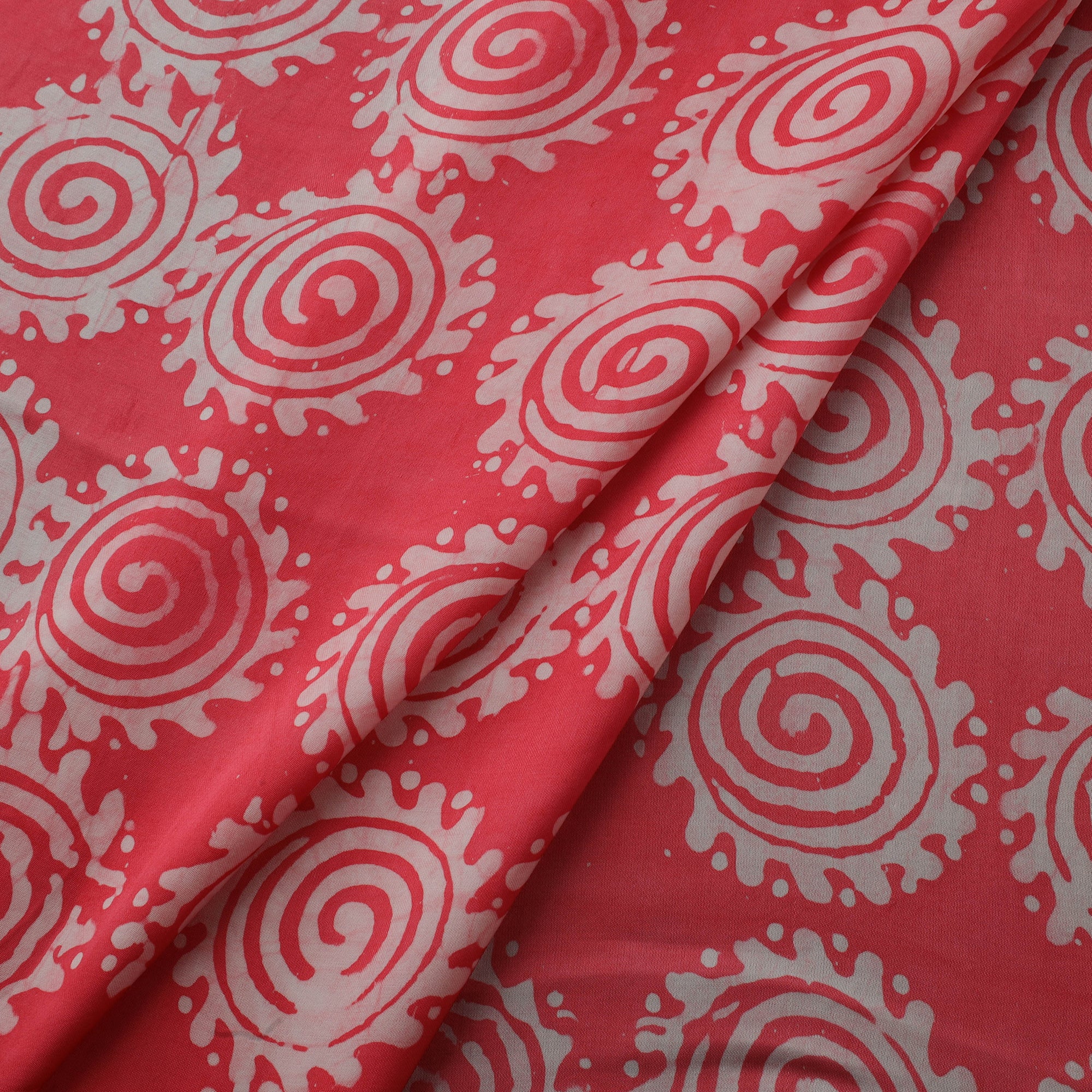 Pink - Kutch Hand Block Batik Print Modal Silk Fabric 07 - Image 3
