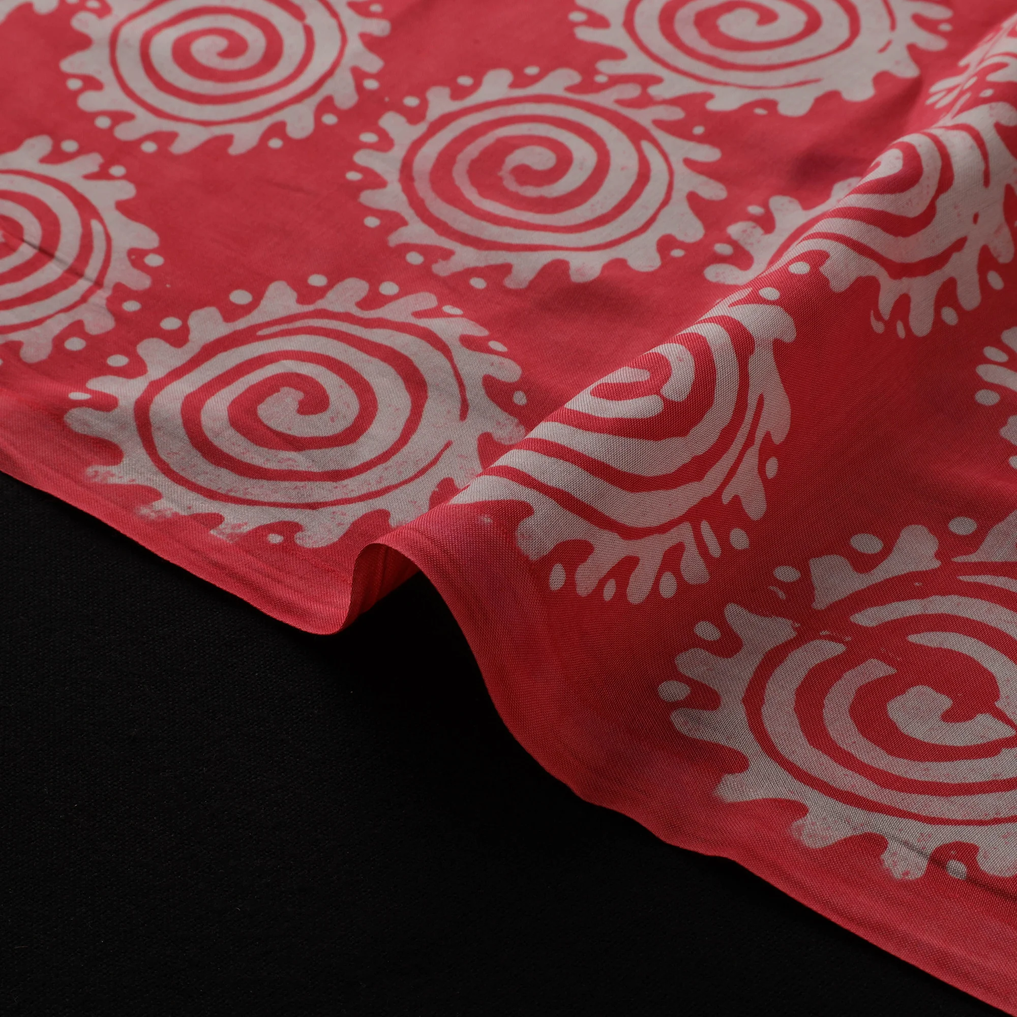Pink - Kutch Hand Block Batik Print Modal Silk Fabric 07 - Image 4