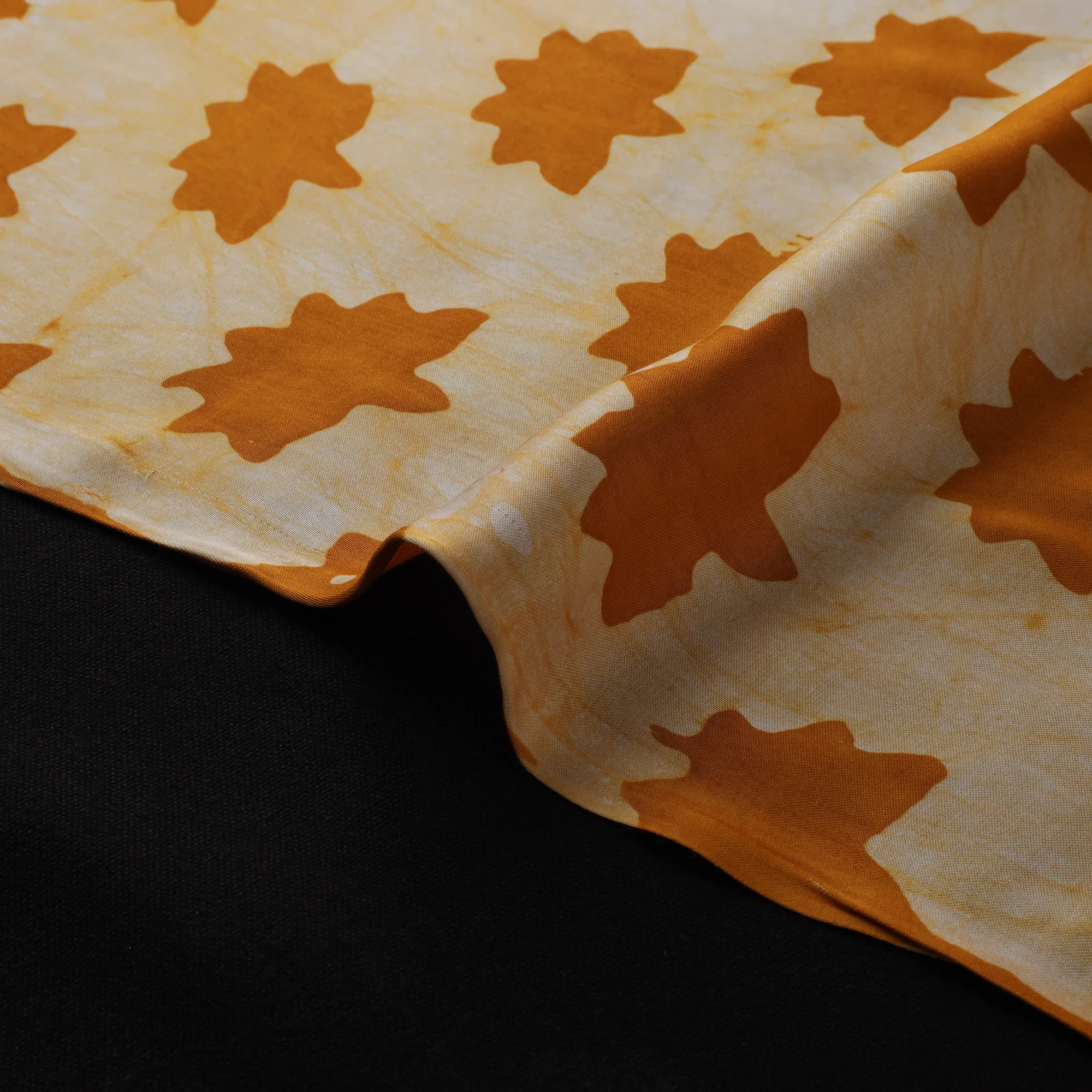 Orange - Kutch Hand Block Batik Print Modal Silk Fabric 08 - Image 4