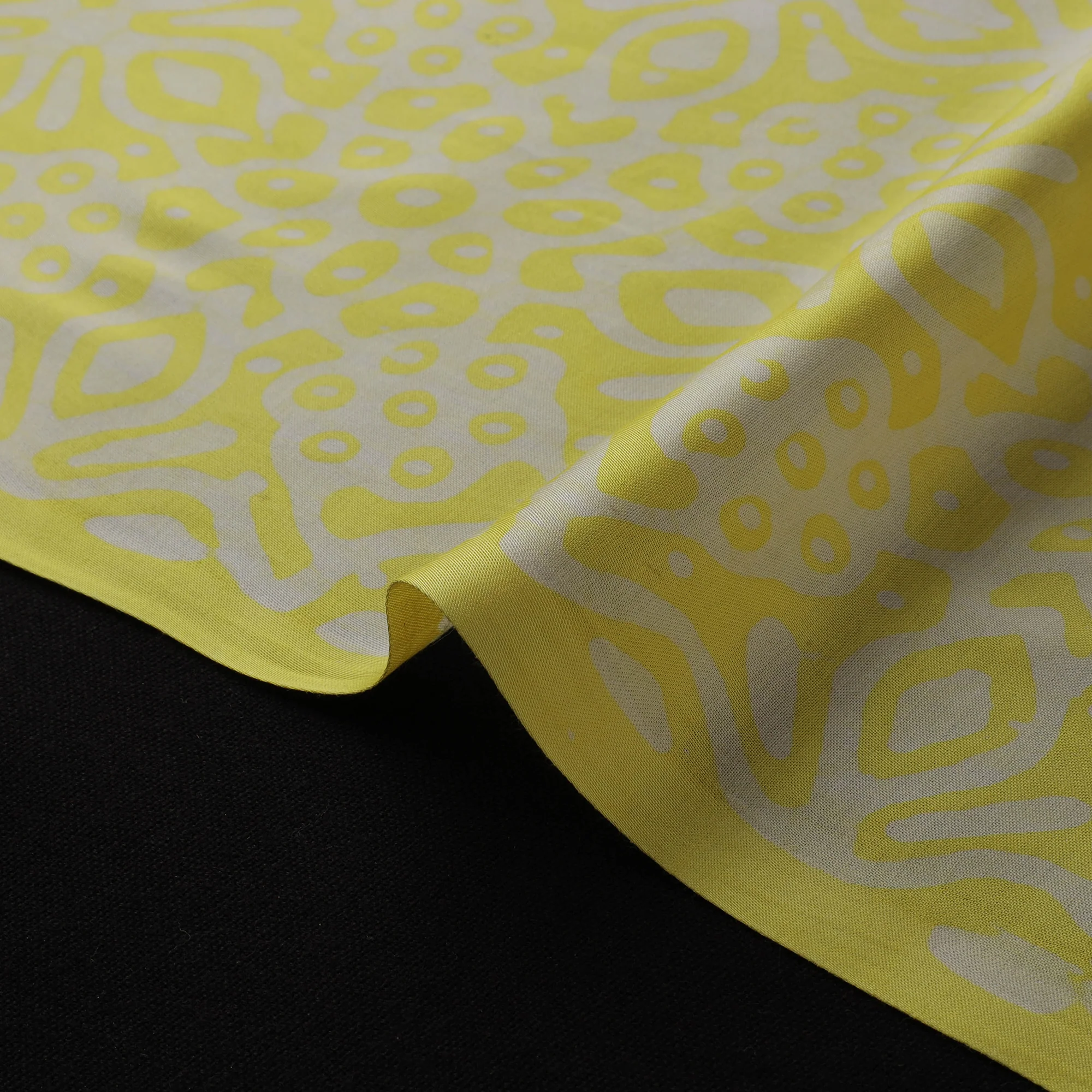 Yellow - Kutch Hand Block Batik Print Modal Silk Fabric 09 - Image 4
