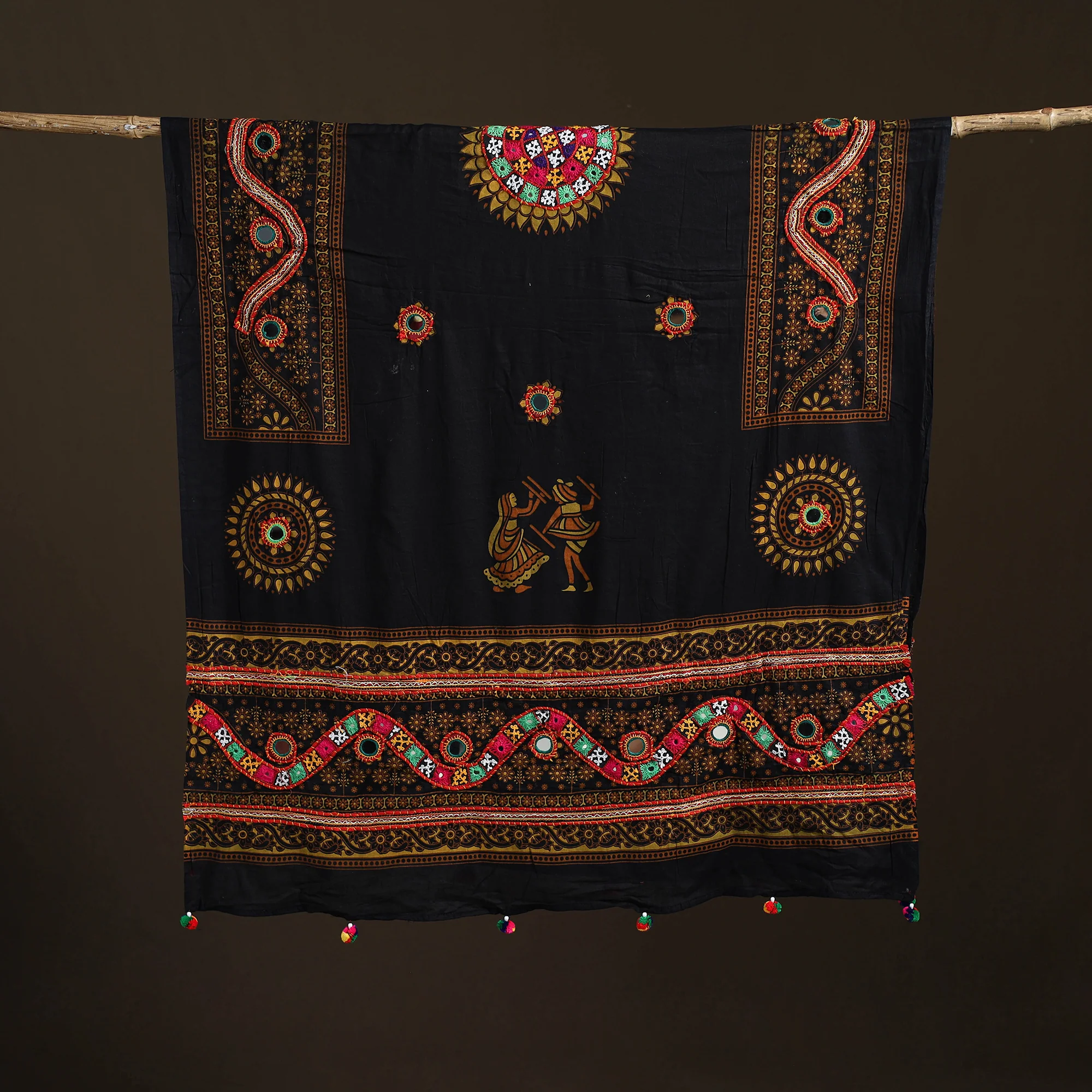 Kutch Hand Embroidered Mirror Work Printed Cotton Dupatta 12 - Image 5