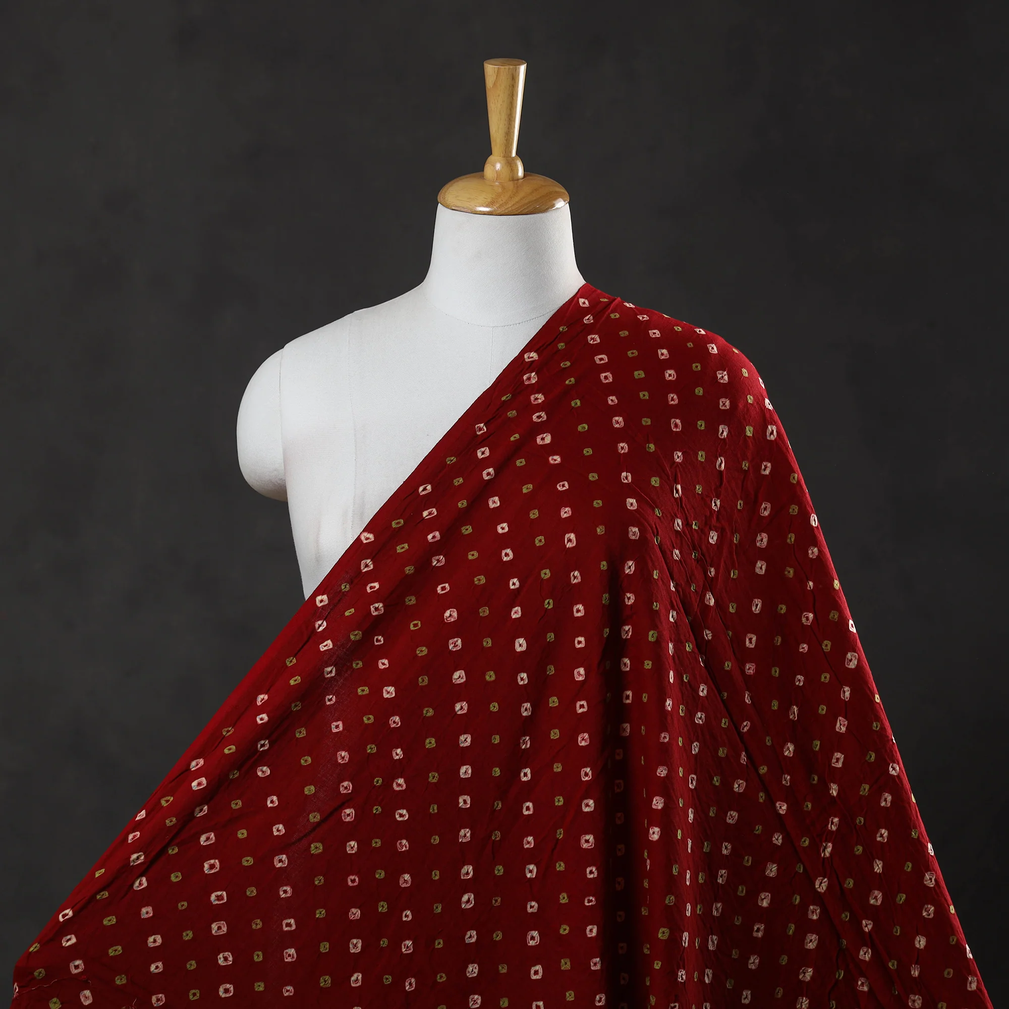 Red - Kutch Tie-Dye Cotton Bandhani Fabric 07 - Image 2