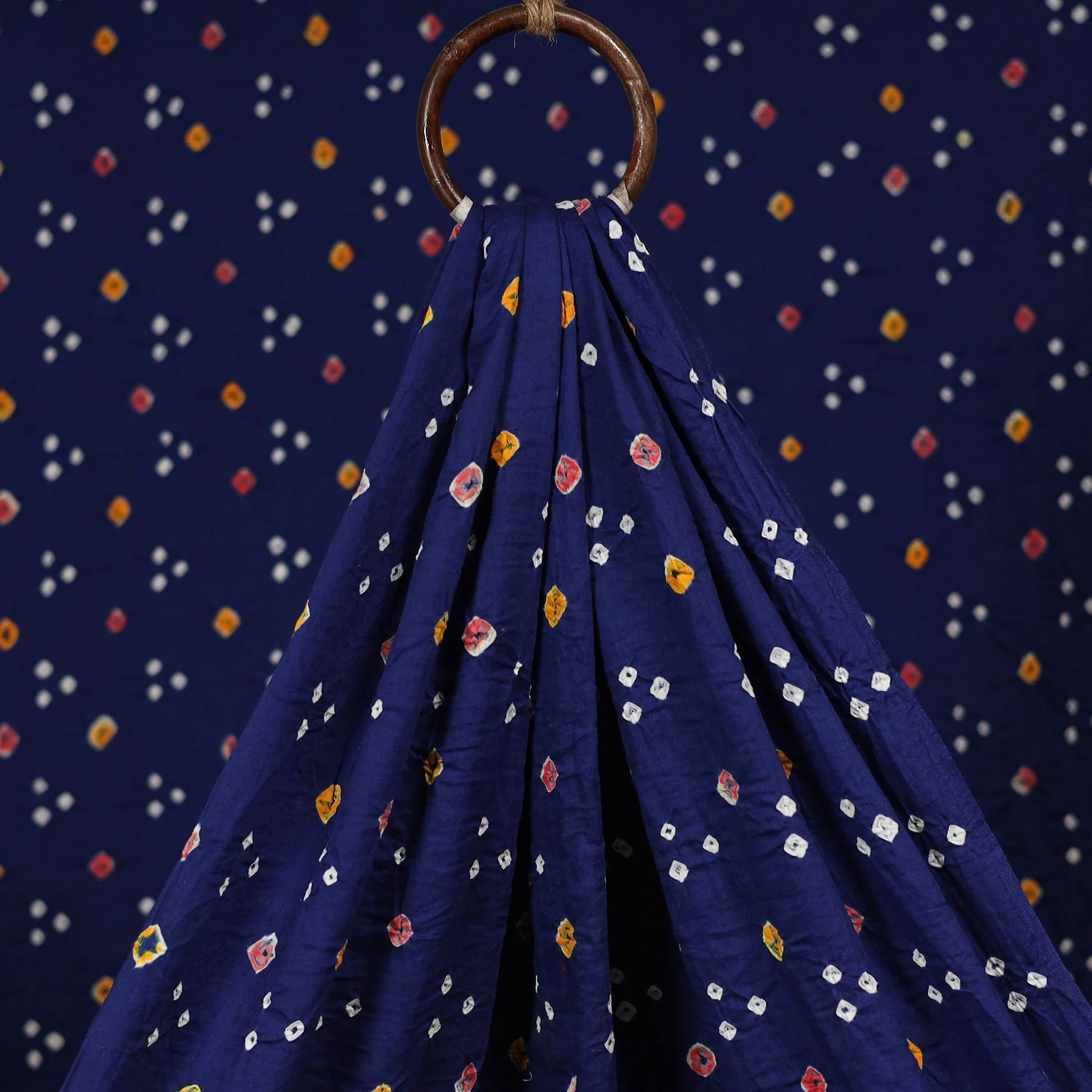 Blue - Kutch Tie-Dye Cotton Bandhani Fabric 13 - Image 3