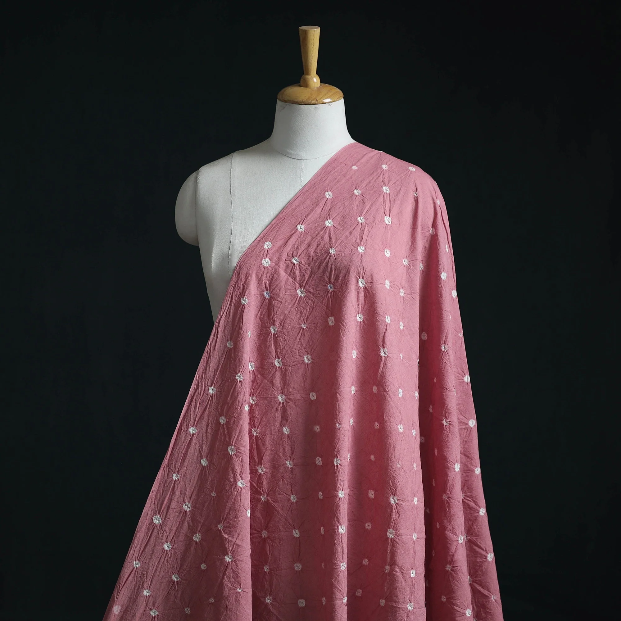 Pink - Kutch Tie-Dye Pure Mul Cotton Bandhani Fabric 15