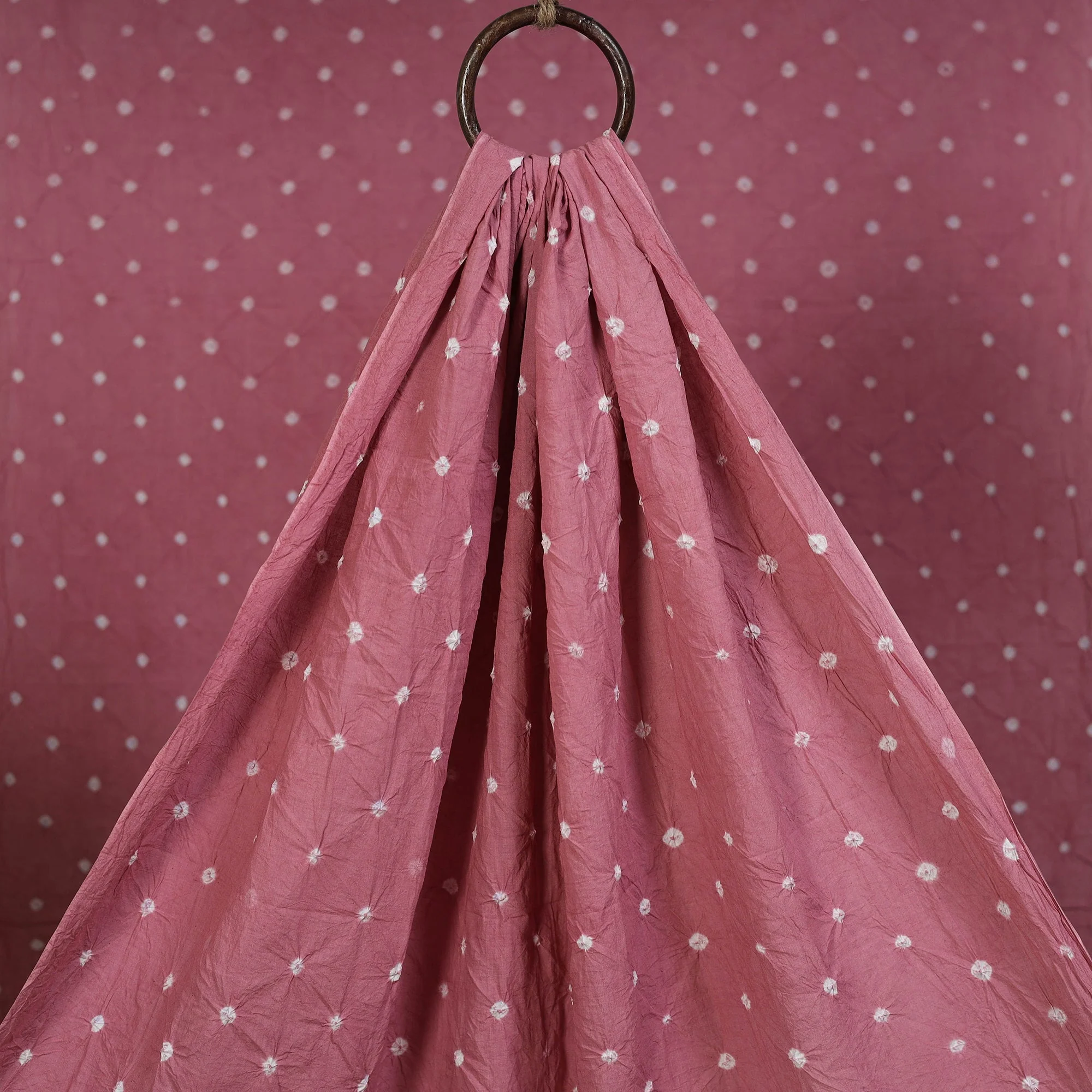 Pink - Kutch Tie-Dye Pure Mul Cotton Bandhani Fabric 15 - Image 2