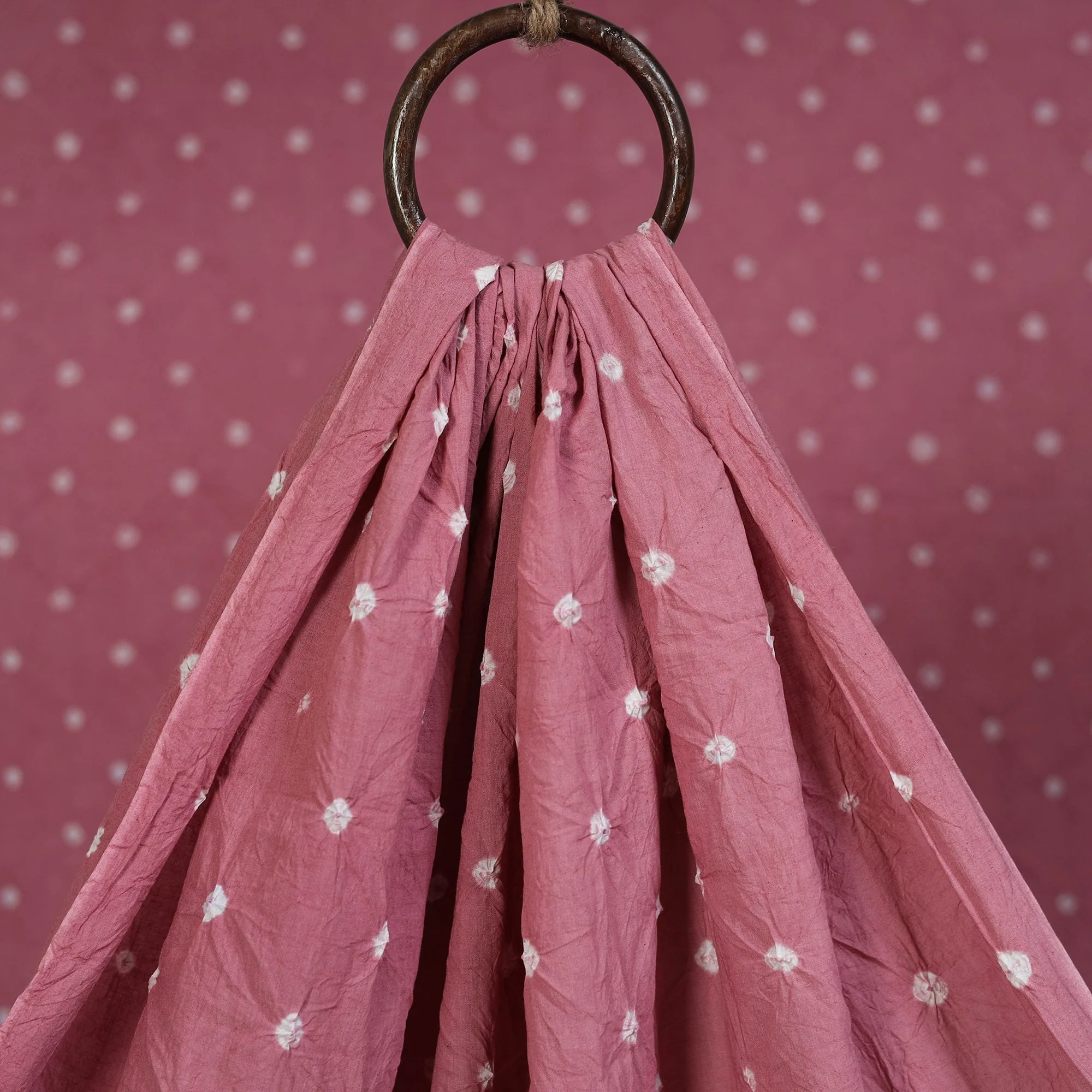 Pink - Kutch Tie-Dye Pure Mul Cotton Bandhani Fabric 15 - Image 3
