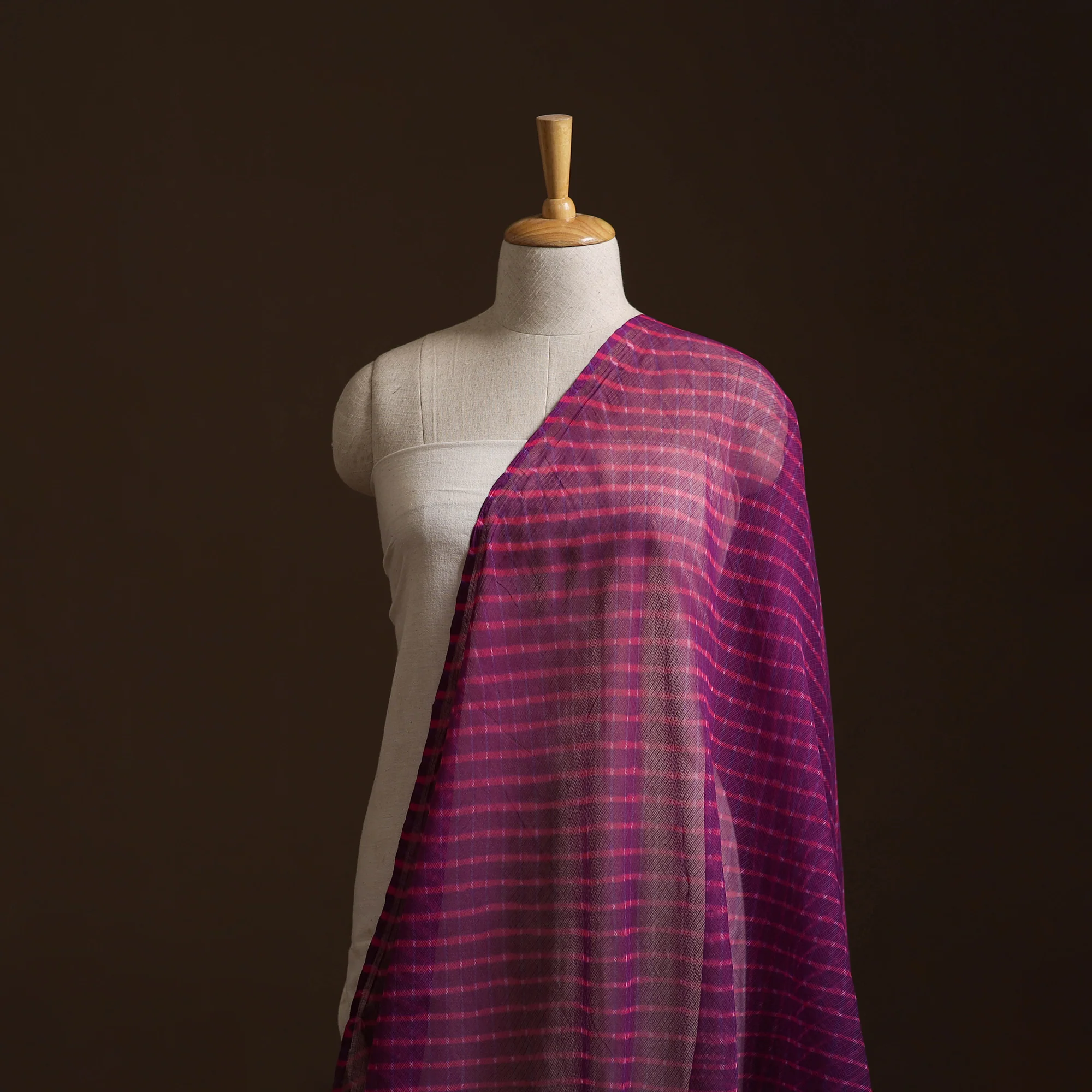 Purple - Leheriya Tie-Dye Kota Doria Cotton Fabric 07 - Image 2