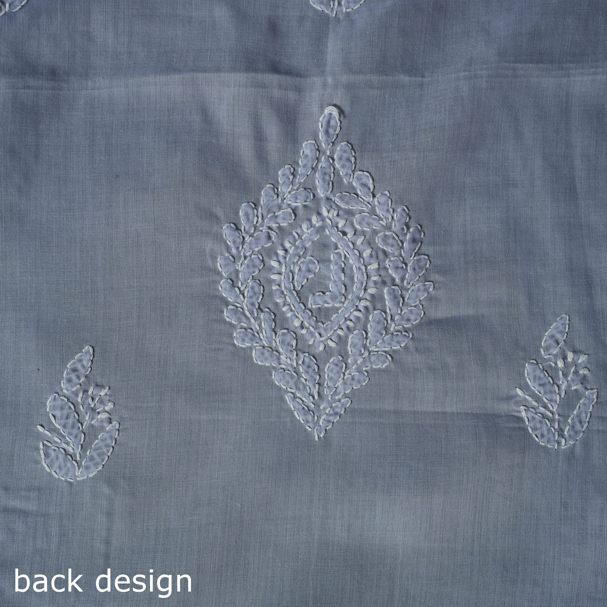Lucknow Chikankari Parsi Style Hand Embroidered Pure Mul Cotton Unstitched Kurta Material (2.8M) 01 - Image 5