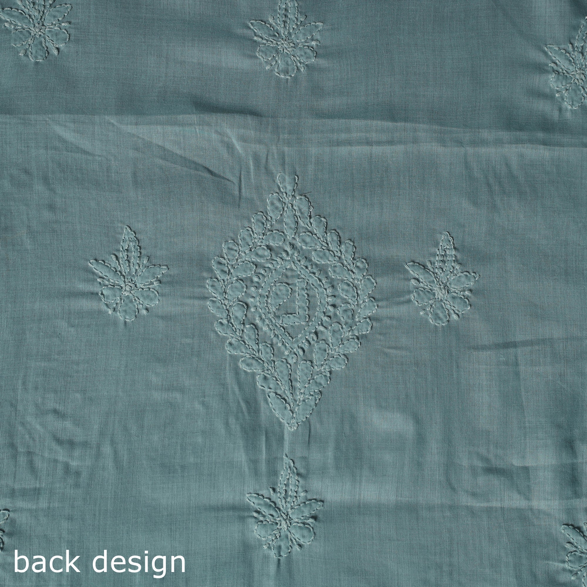 Lucknow Chikankari Parsi Style Hand Embroidered Pure Mul Cotton Unstitched Kurta Material (2.8M) 03 - Image 5