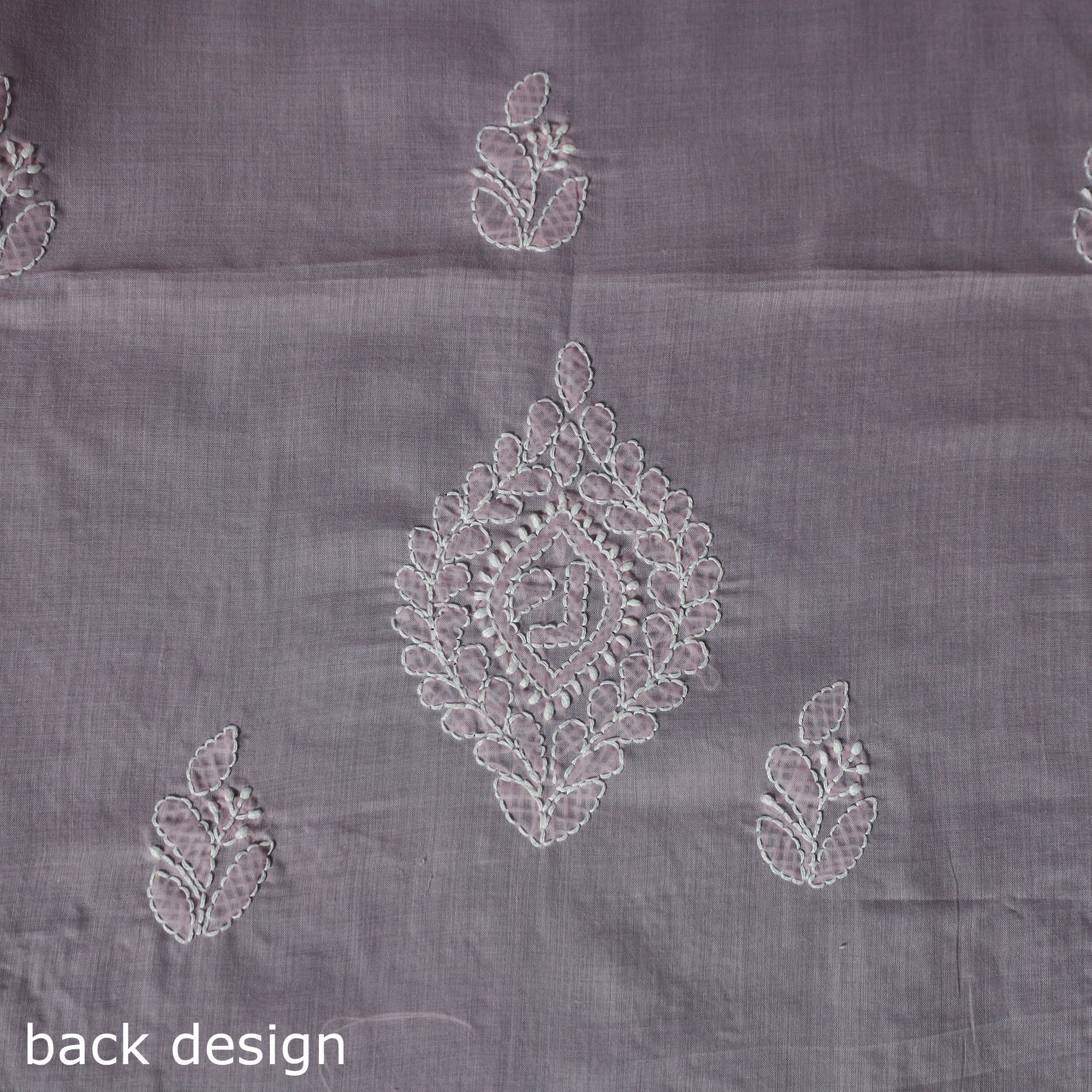 Lucknow Chikankari Parsi Style Hand Embroidered Pure Mul Cotton Unstitched Kurta Material (2.8M) 05 - Image 5