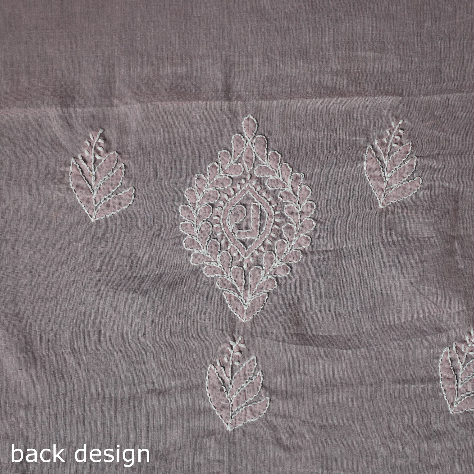 Lucknow Chikankari Parsi Style Hand Embroidered Pure Mul Cotton Unstitched Kurta Material (2.8M) 06 - Image 5