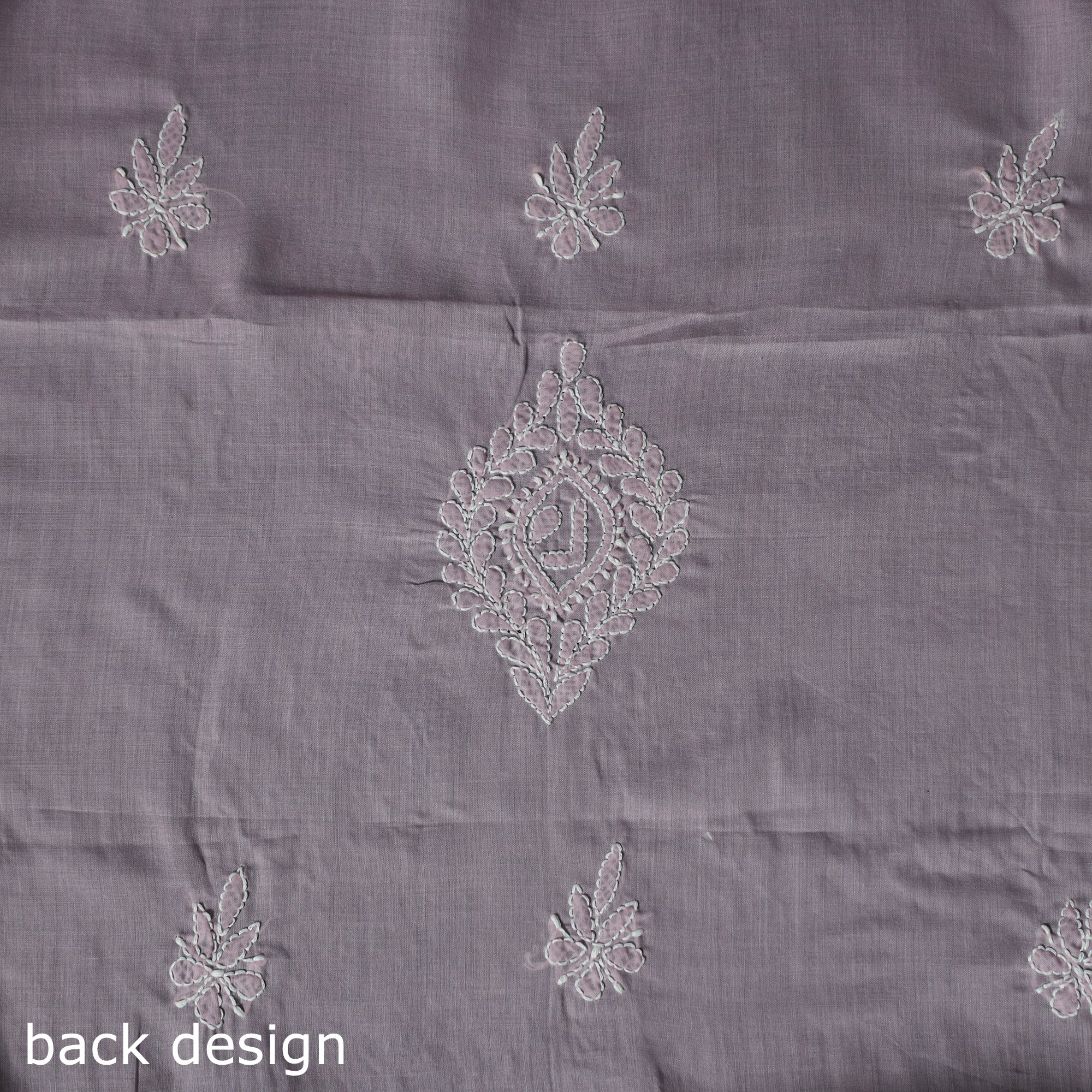 Lucknow Chikankari Parsi Style Hand Embroidered Pure Mul Cotton Unstitched Kurta Material (2.8M) 07 - Image 5