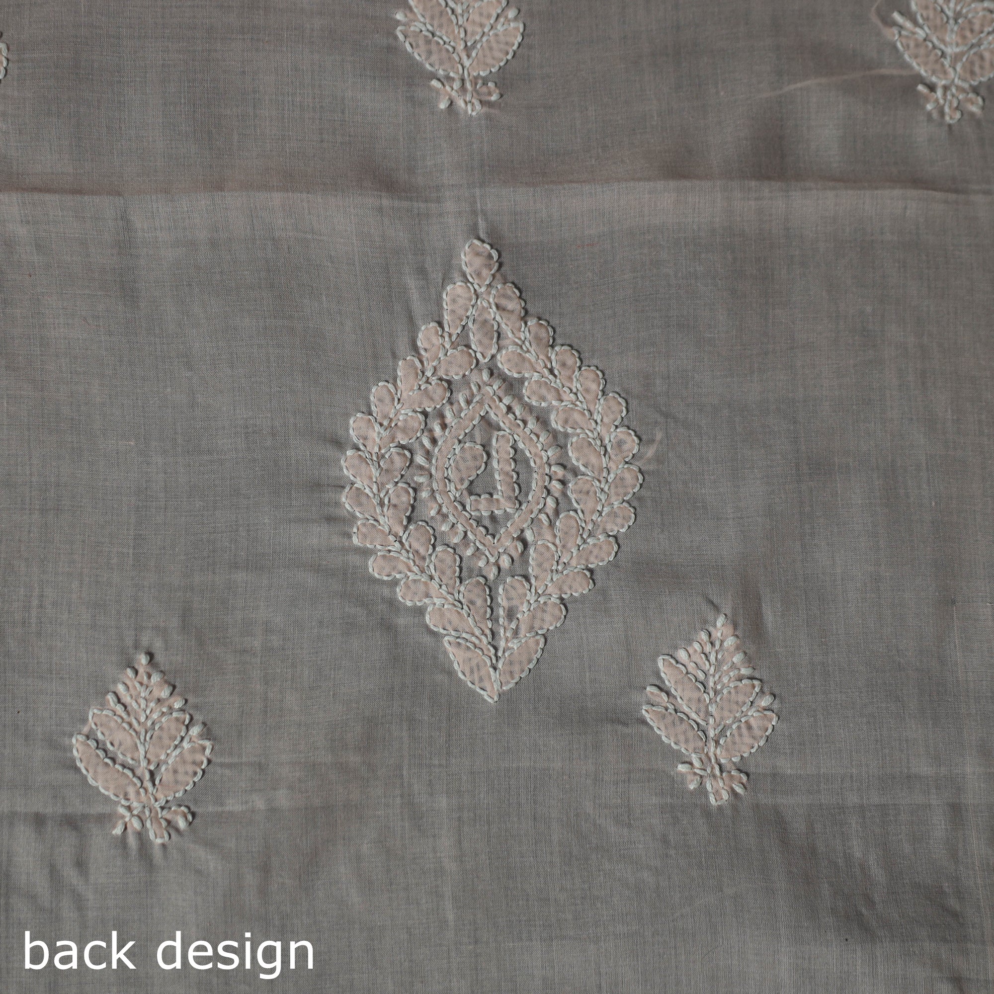 Lucknow Chikankari Parsi Style Hand Embroidered Pure Mul Cotton Unstitched Kurta Material (2.8M) 08 - Image 5