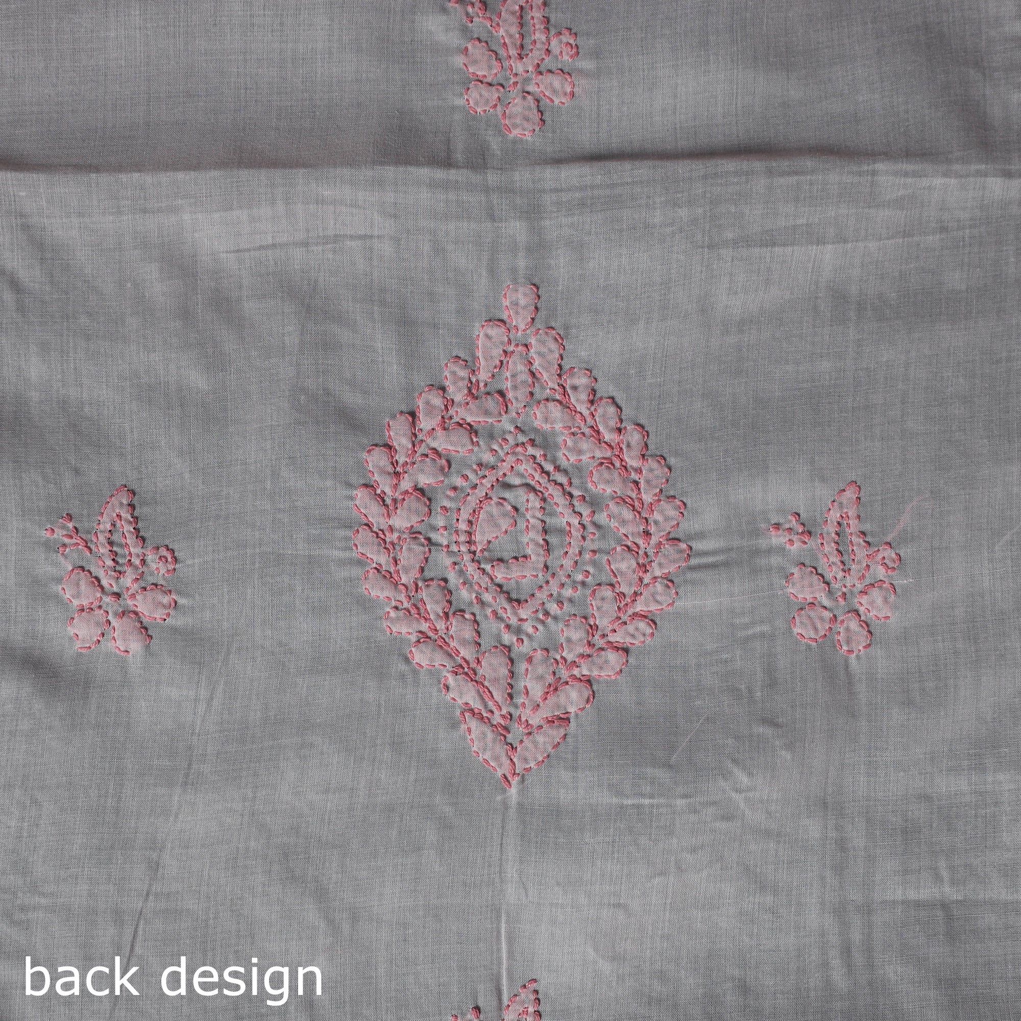 Lucknow Chikankari Parsi Style Hand Embroidered Pure Mul Cotton Unstitched Kurta Material (2.8M) 09 - Image 5