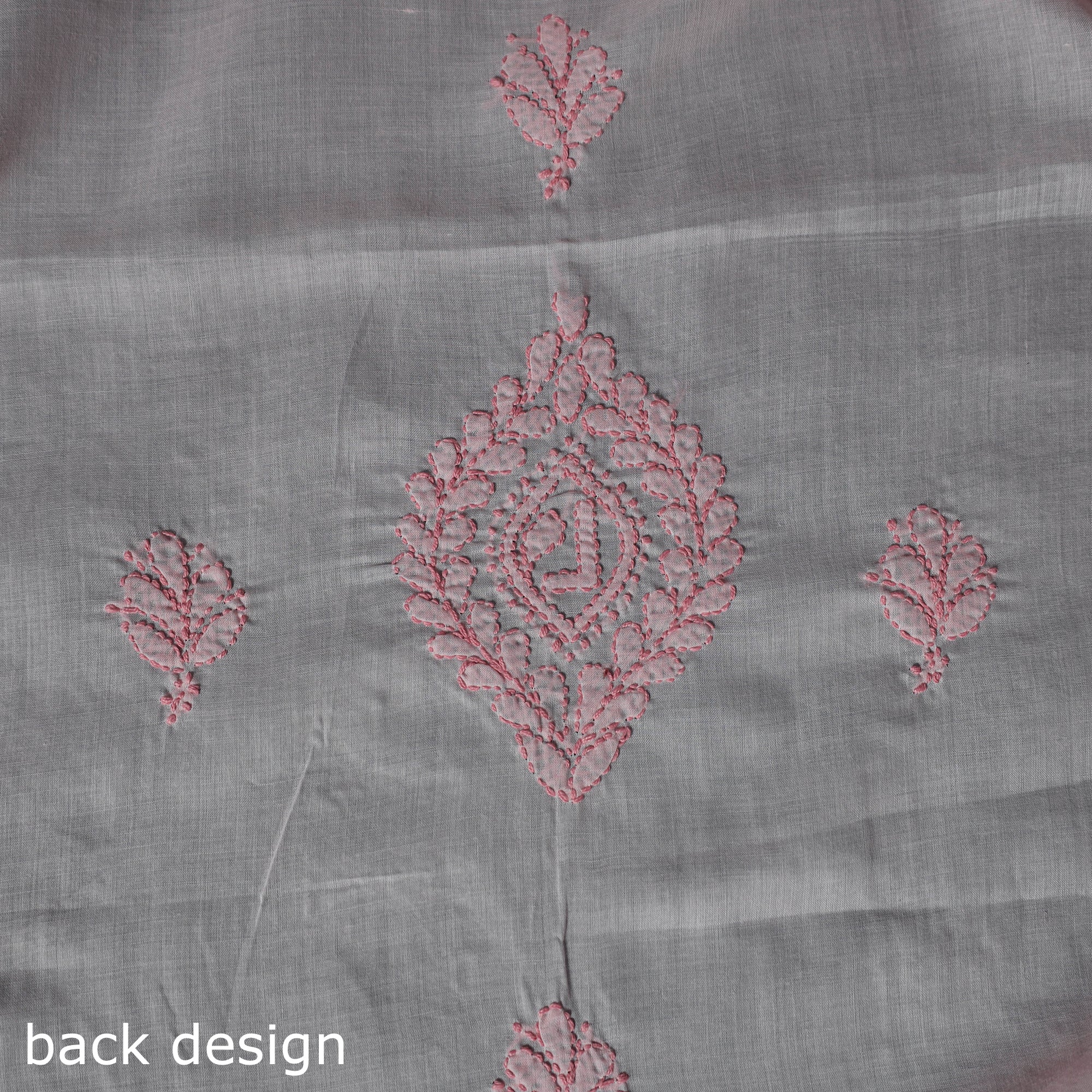 Lucknow Chikankari Parsi Style Hand Embroidered Pure Mul Cotton Unstitched Kurta Material (2.8M) 11 - Image 5