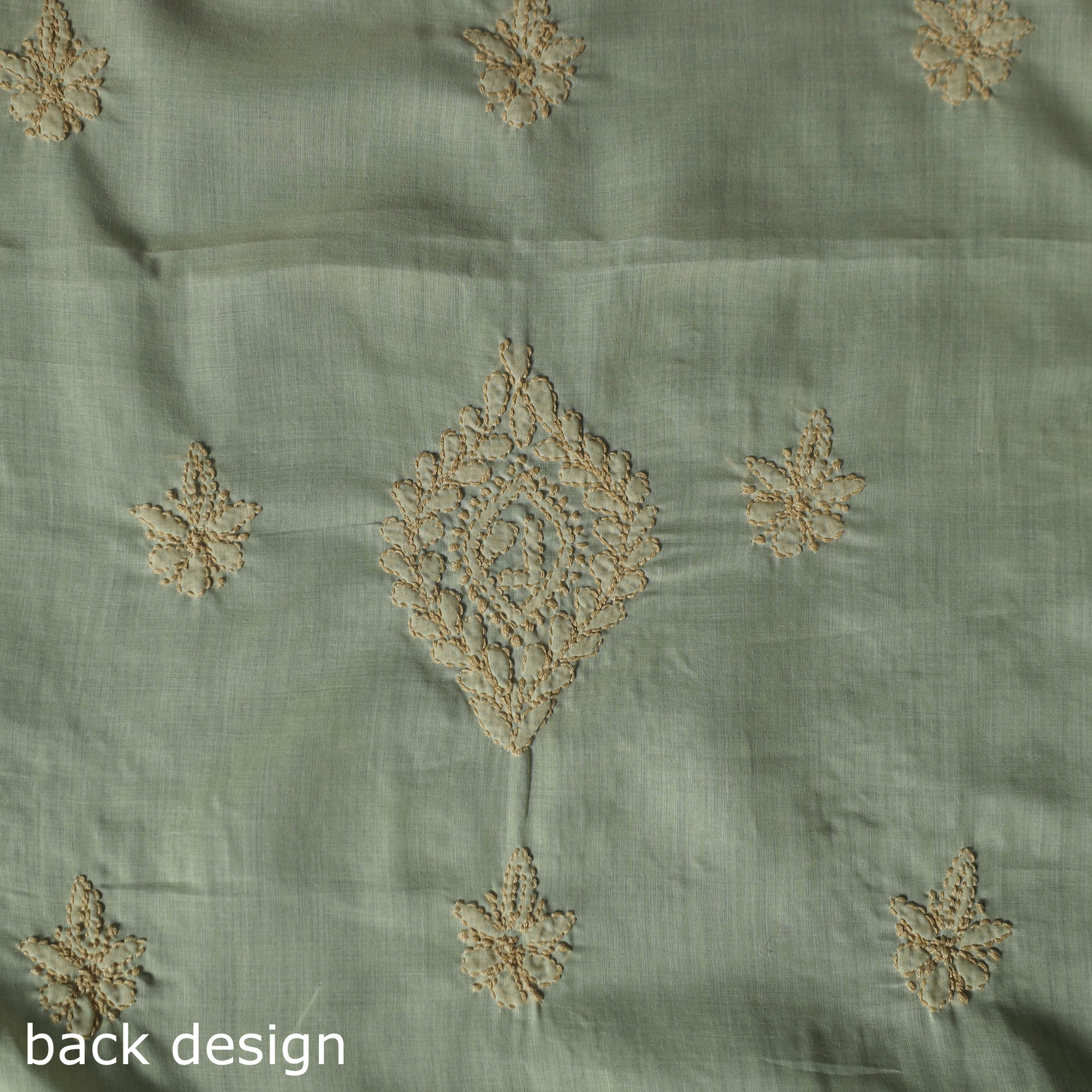 Lucknow Chikankari Parsi Style Hand Embroidered Pure Mul Cotton Unstitched Kurta Material (2.8M) 13 - Image 5