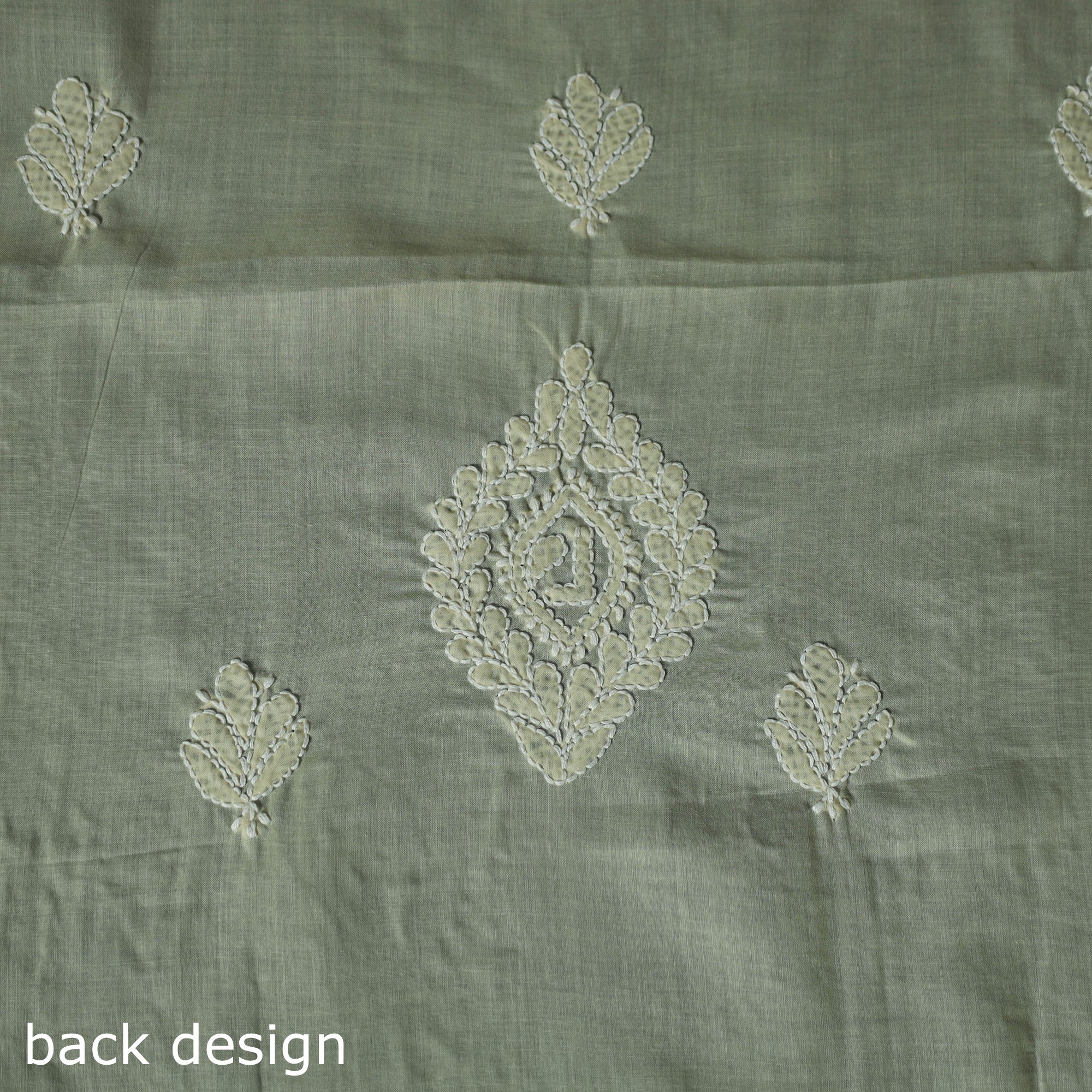 Lucknow Chikankari Parsi Style Hand Embroidered Pure Mul Cotton Unstitched Kurta Material (2.8M) 14 - Image 5