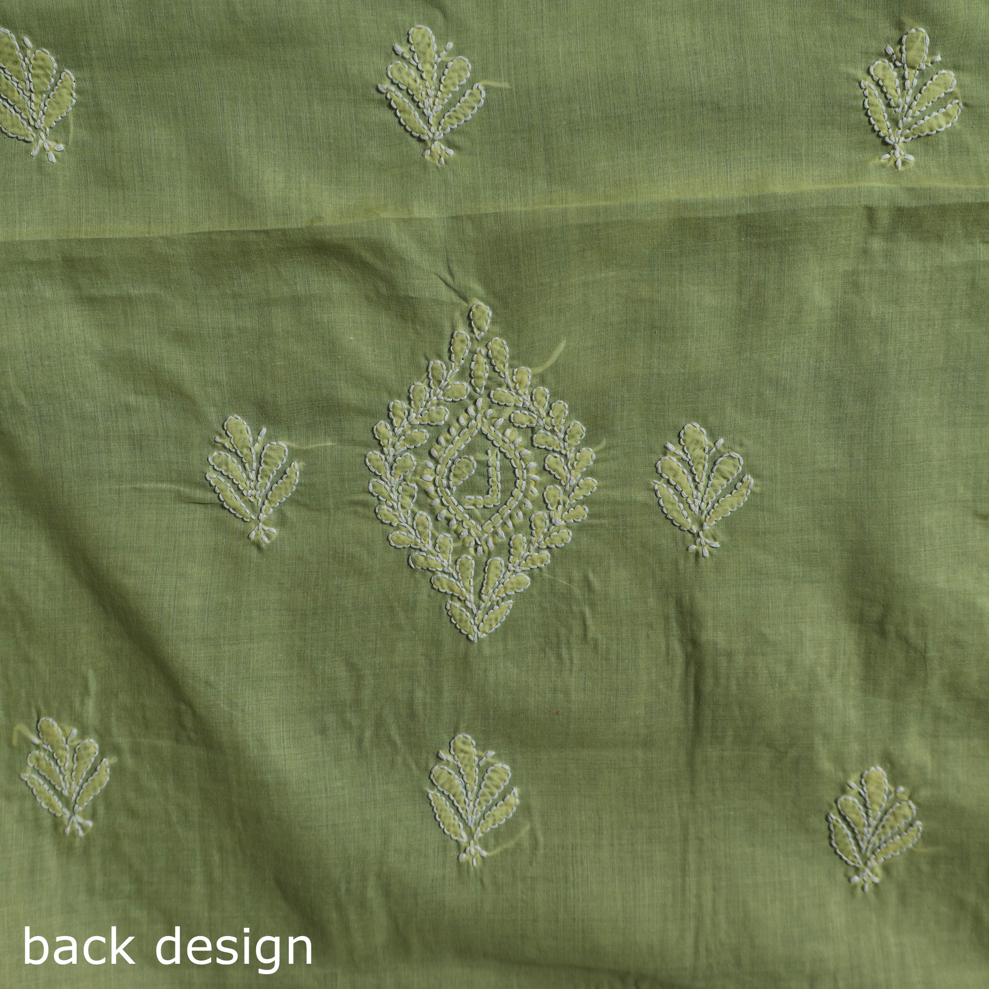 Lucknow Chikankari Parsi Style Hand Embroidered Pure Mul Cotton Unstitched Kurta Material (2.8M) 15 - Image 4