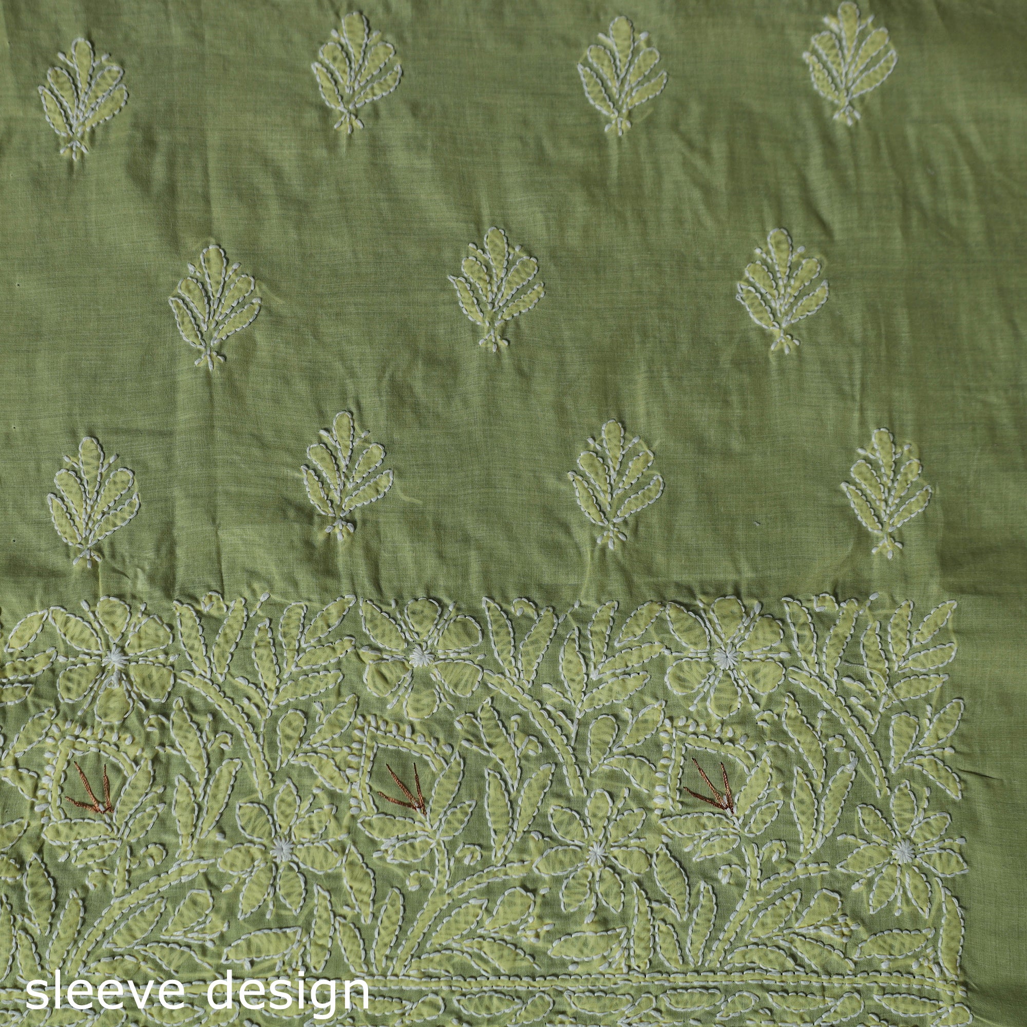 Lucknow Chikankari Parsi Style Hand Embroidered Pure Mul Cotton Unstitched Kurta Material (2.8M) 15 - Image 5