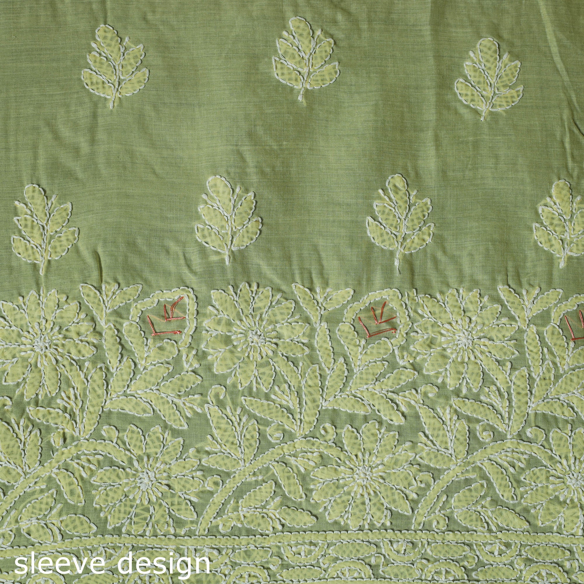 Lucknow Chikankari Parsi Style Hand Embroidered Pure Mul Cotton Unstitched Kurta Material (2.8M) 16 - Image 4