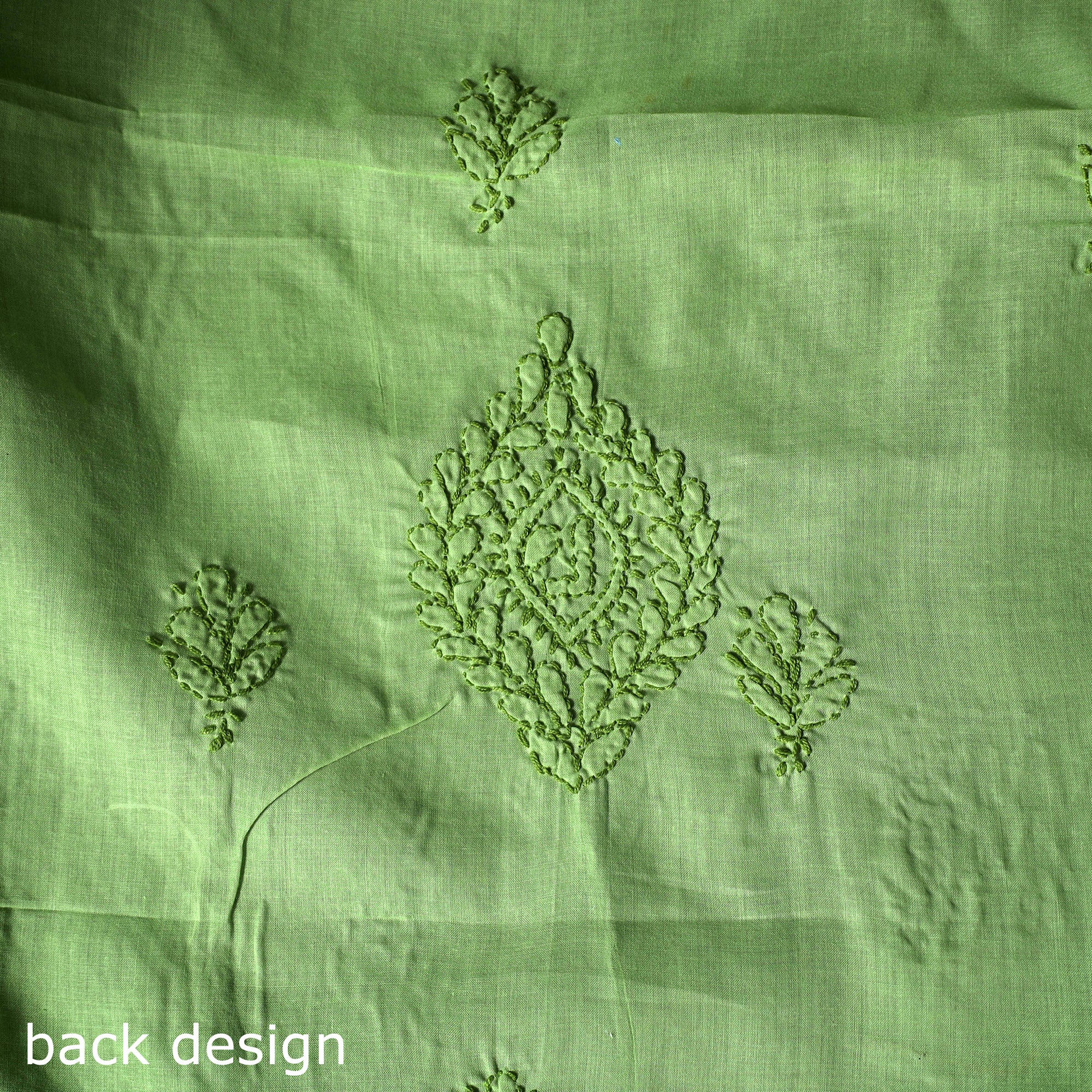 Lucknow Chikankari Parsi Style Hand Embroidered Pure Mul Cotton Unstitched Kurta Material (2.8M) 18 - Image 4