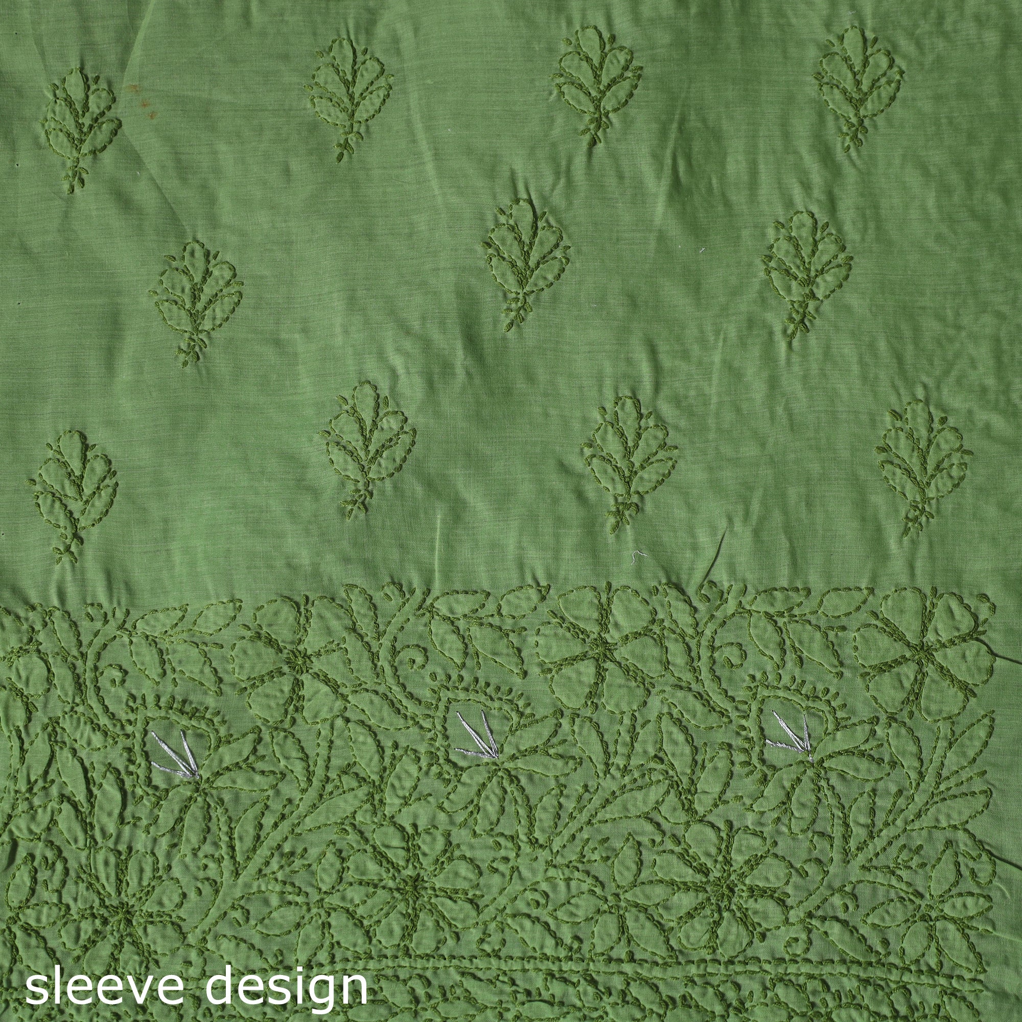 Lucknow Chikankari Parsi Style Hand Embroidered Pure Mul Cotton Unstitched Kurta Material (2.8M) 18 - Image 5