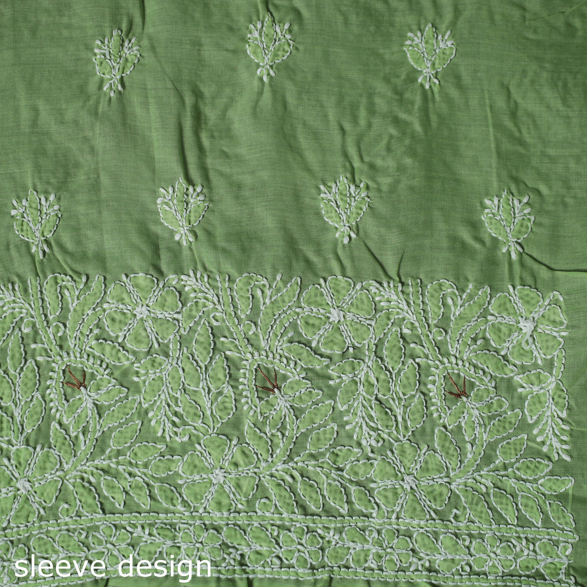 Lucknow Chikankari Parsi Style Hand Embroidered Pure Mul Cotton Unstitched Kurta Material (2.8M) 19 - Image 4