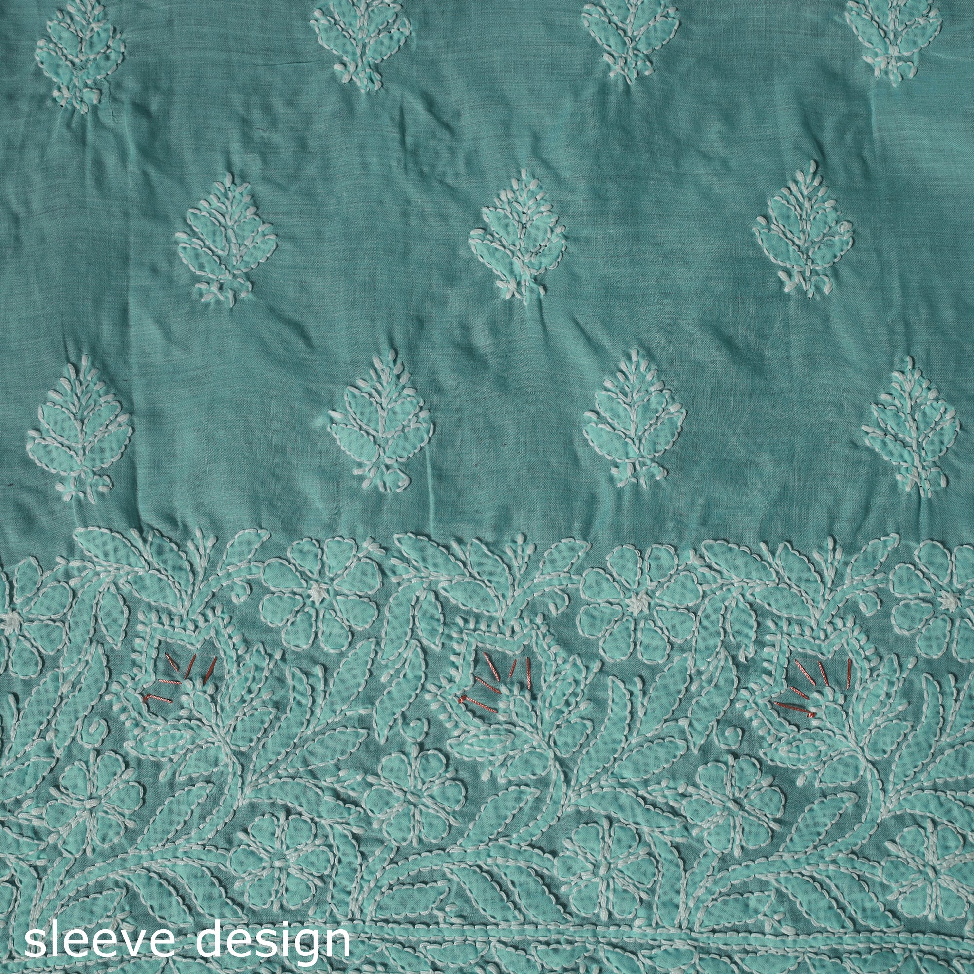 Lucknow Chikankari Parsi Style Hand Embroidered Pure Mul Cotton Unstitched Kurta Material (2.8M) 20 - Image 5