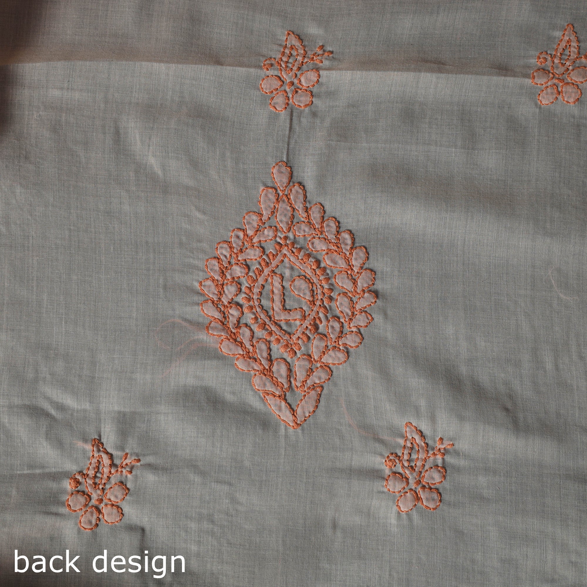 Lucknow Chikankari Parsi Style Hand Embroidered Pure Mul Cotton Unstitched Kurta Material (2.8M) 23 - Image 5
