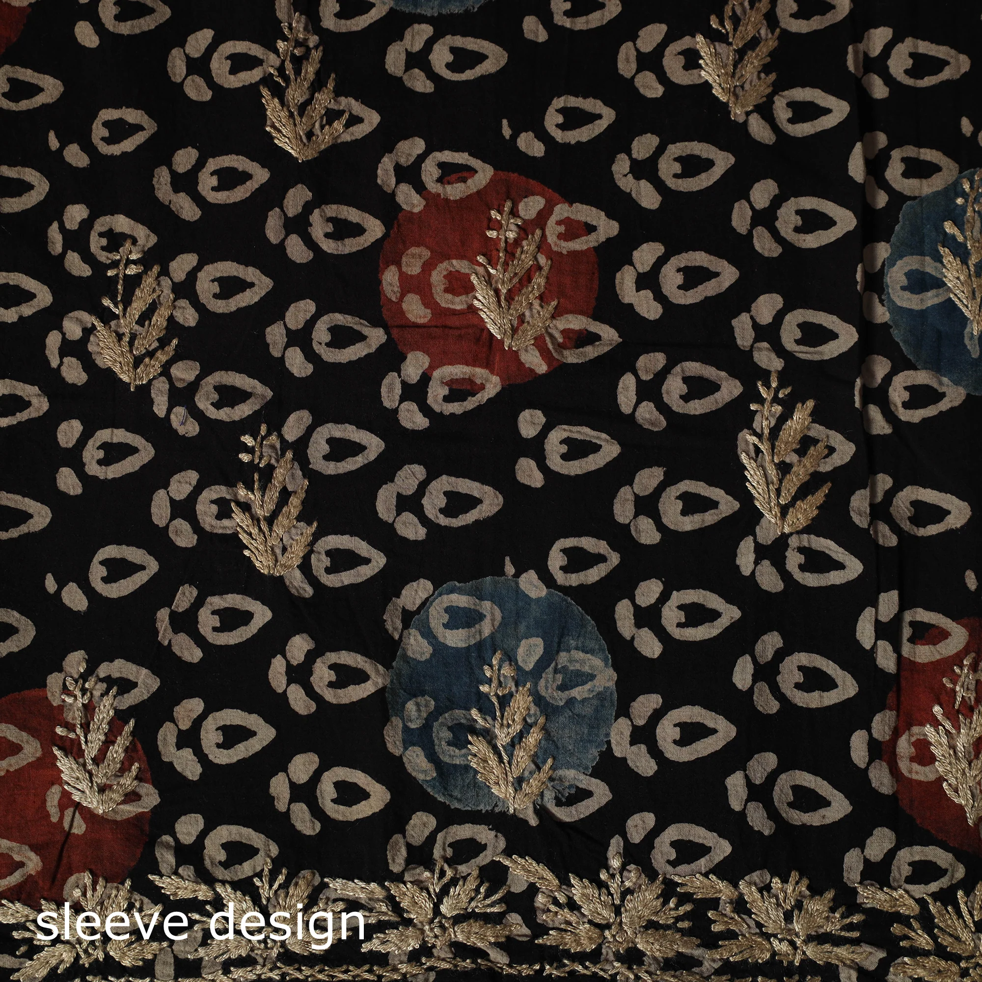 Lucknowi Chikankari Hand Embroidered Ajrakh Cotton Unstitched Kurta Material (2.5M) 45 - Image 4