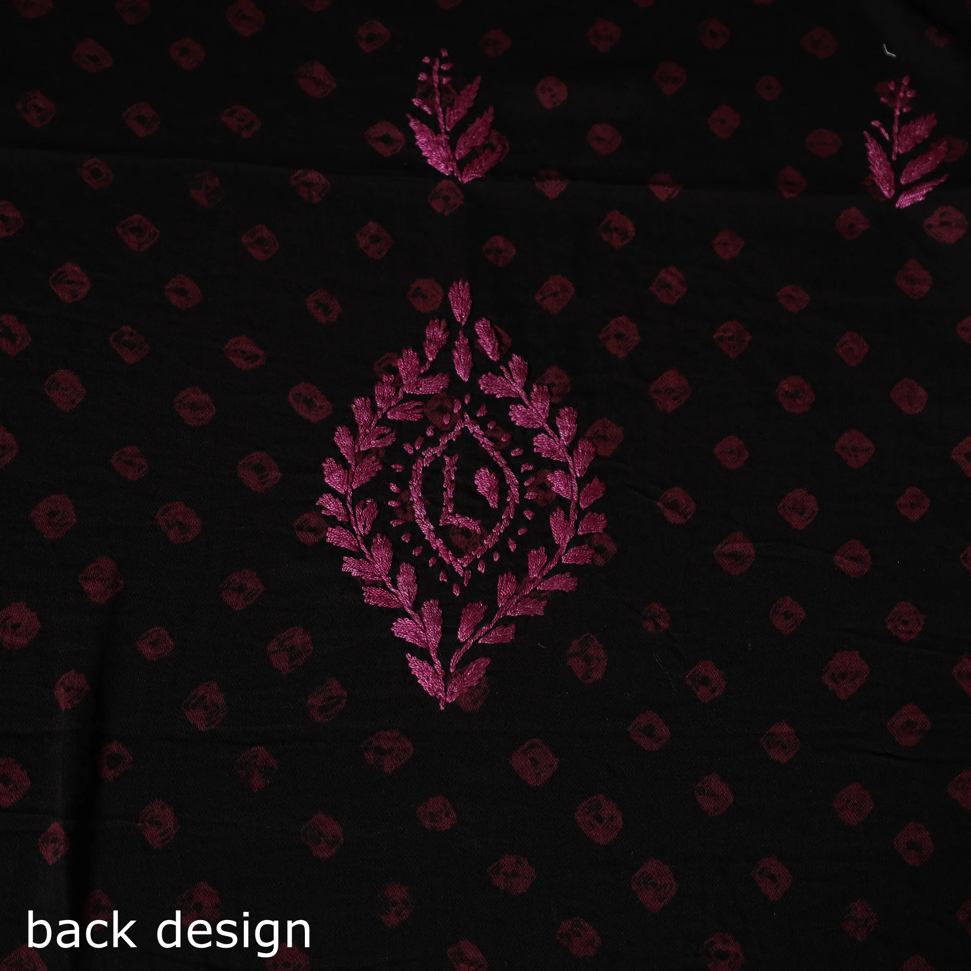 Lucknowi Chikankari Hand Embroidered Bandhani Cotton Unstitched Kurta Material (2.5M) 11 - Image 5