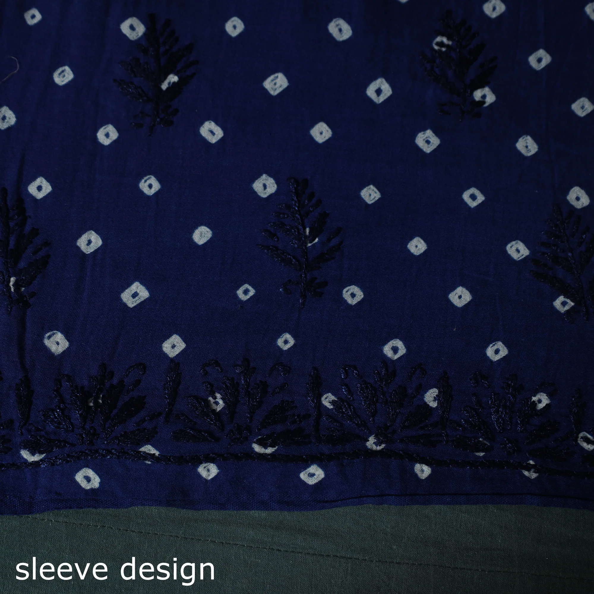 Lucknowi Chikankari Hand Embroidered Bandhani Cotton Unstitched Kurta Material (2.5M) 14 - Image 4