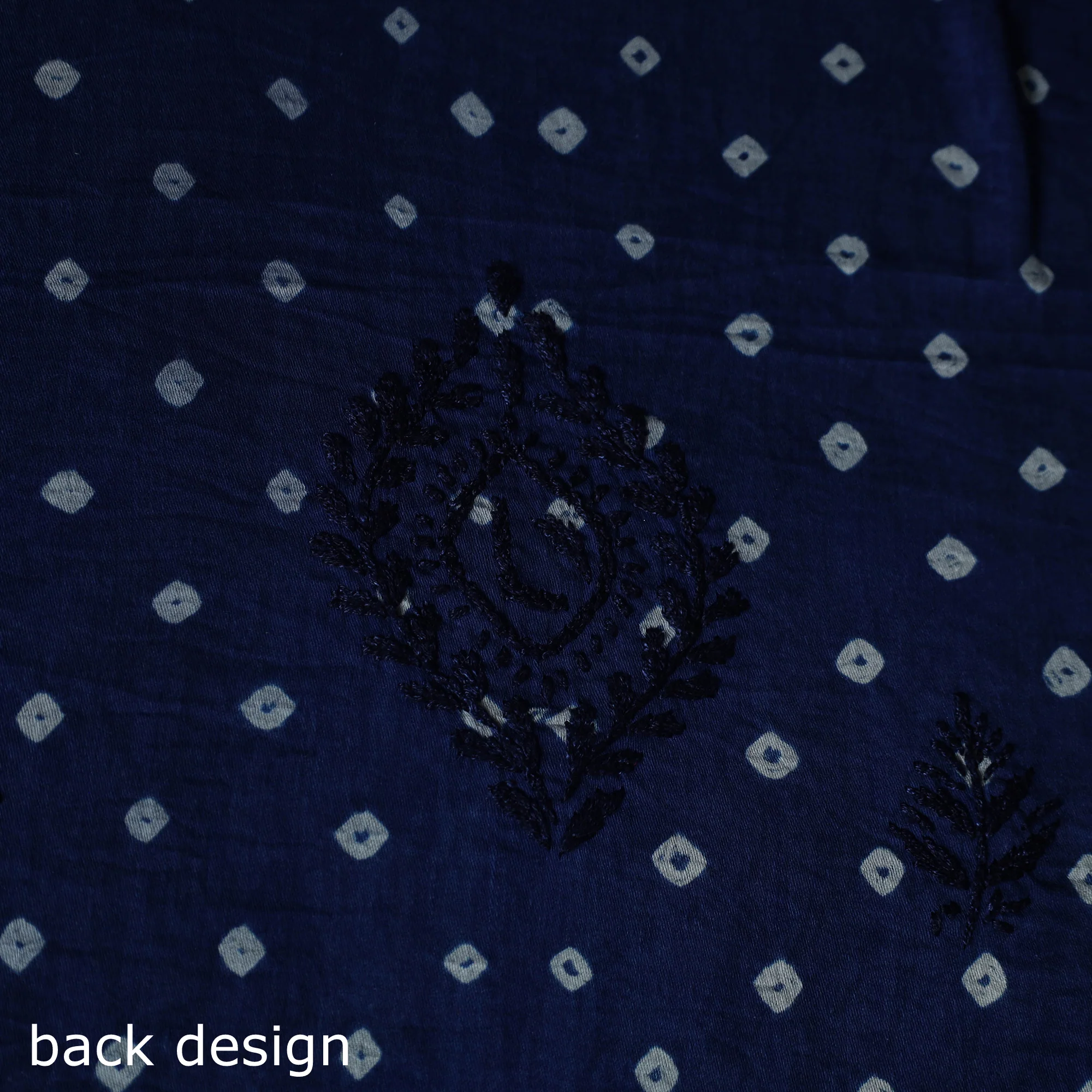 Lucknowi Chikankari Hand Embroidered Bandhani Cotton Unstitched Kurta Material (2.5M) 14 - Image 5