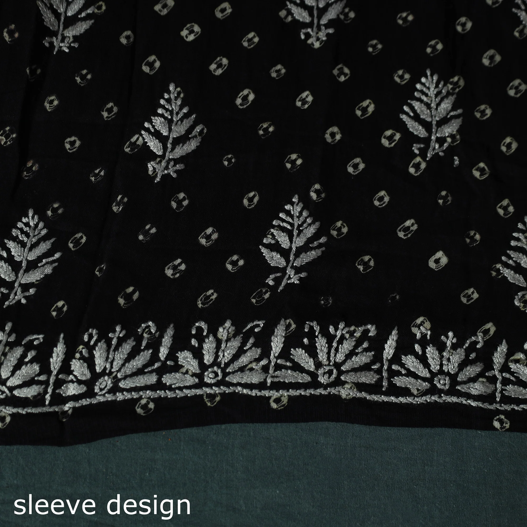 Lucknowi Chikankari Hand Embroidered Bandhani Cotton Unstitched Kurta Material (2.5M) 20 - Image 4