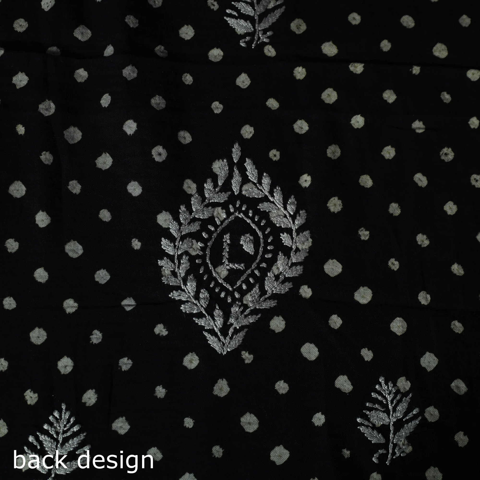 Lucknowi Chikankari Hand Embroidered Bandhani Cotton Unstitched Kurta Material (2.5M) 20 - Image 5