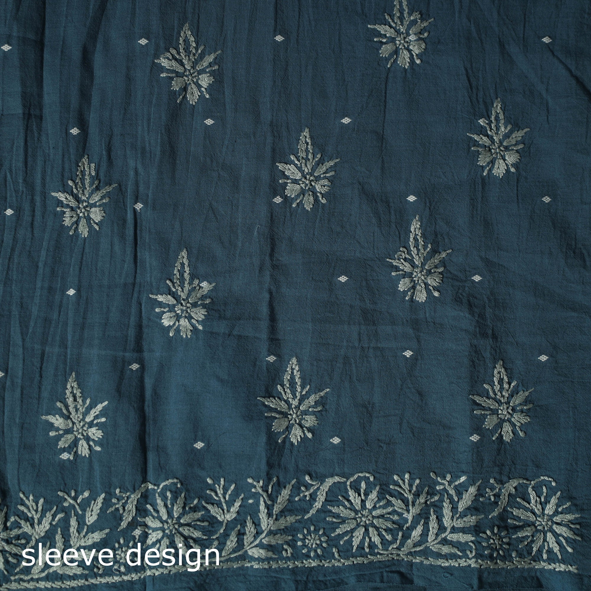 Lucknowi Chikankari Hand Embroidered Jacquard Cotton Unstitched Kurta Material (2.5M) 36 - Image 4