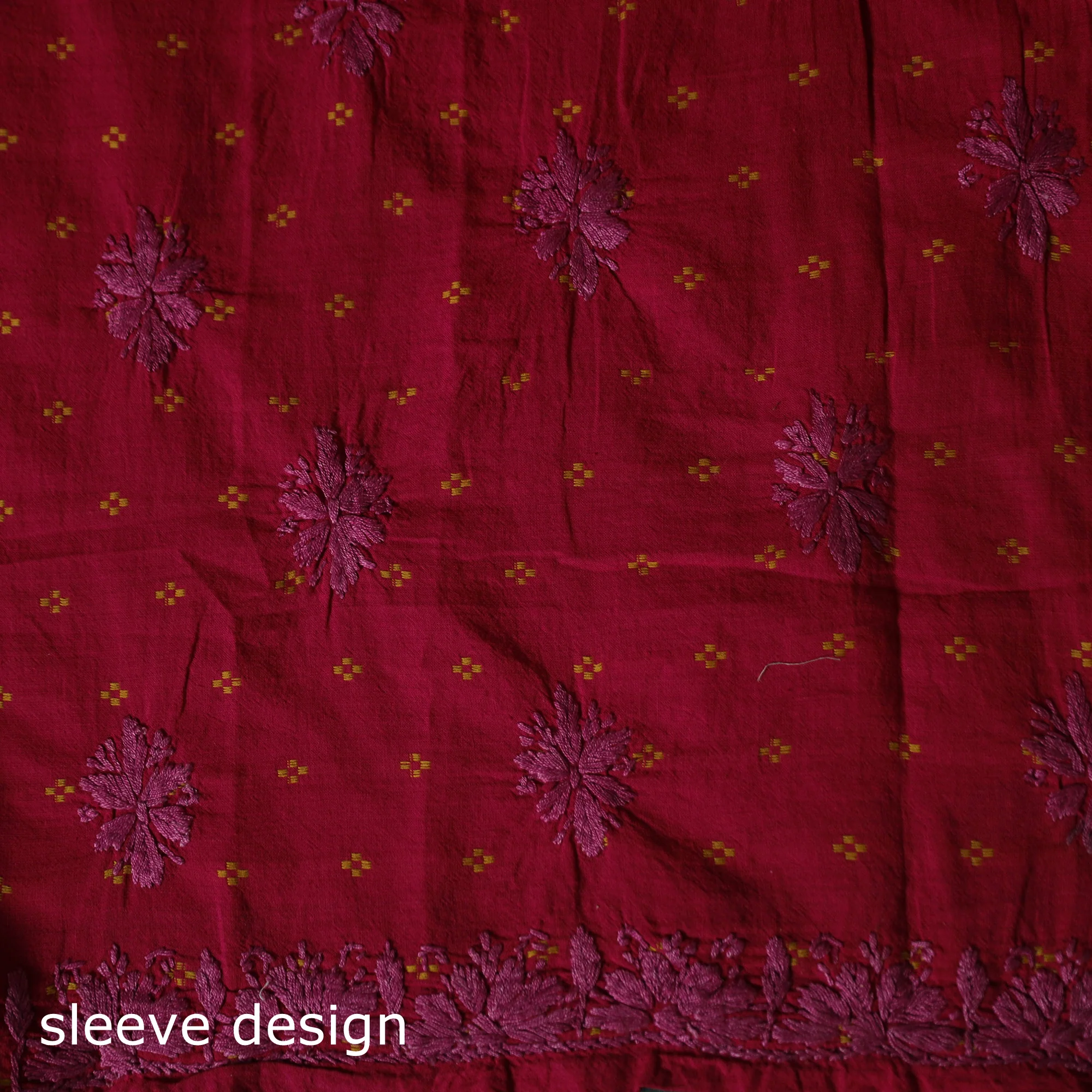 Lucknowi Chikankari Hand Embroidered Jacquard Cotton Unstitched Kurta Material (2.5M) 41 - Image 4