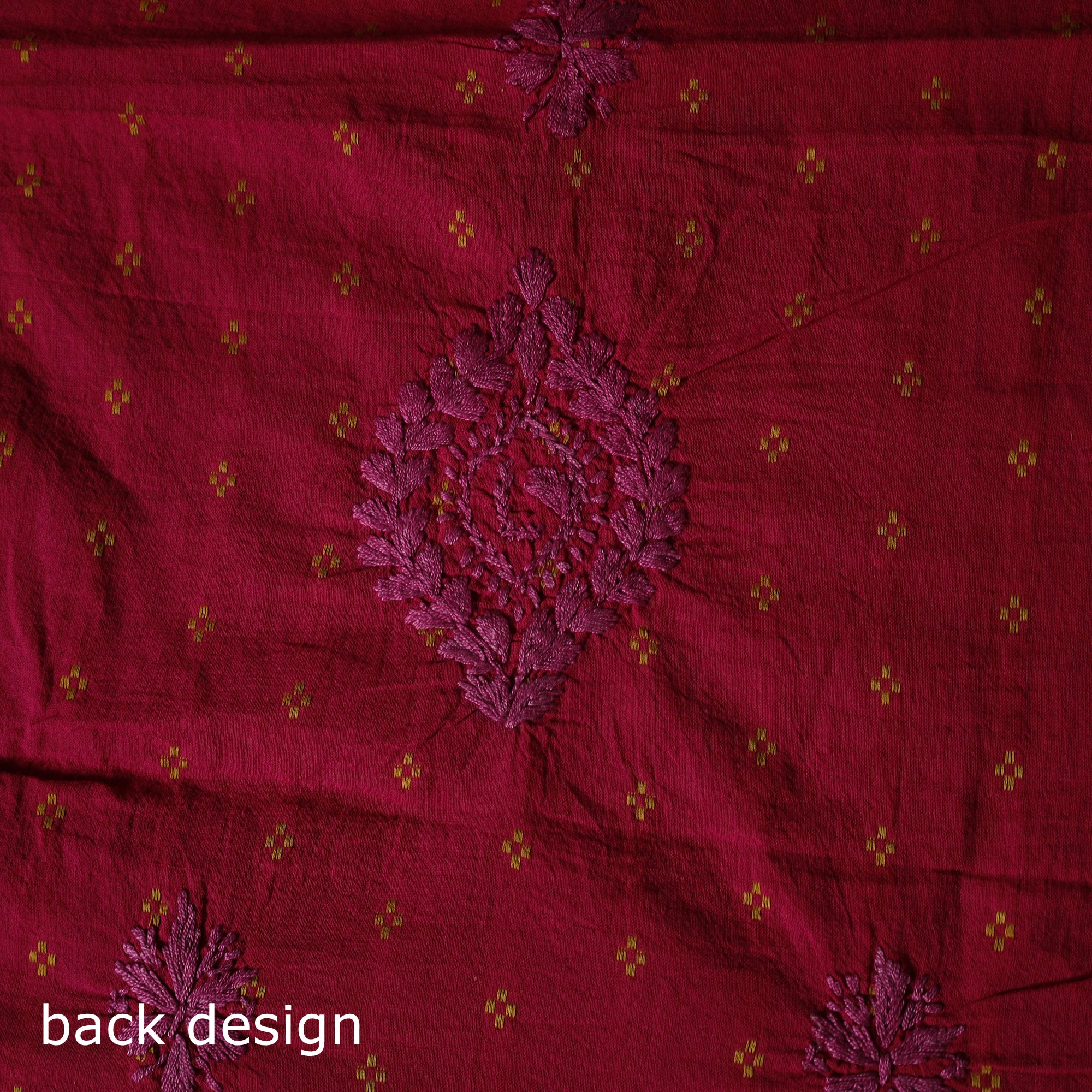 Lucknowi Chikankari Hand Embroidered Jacquard Cotton Unstitched Kurta Material (2.5M) 41 - Image 5