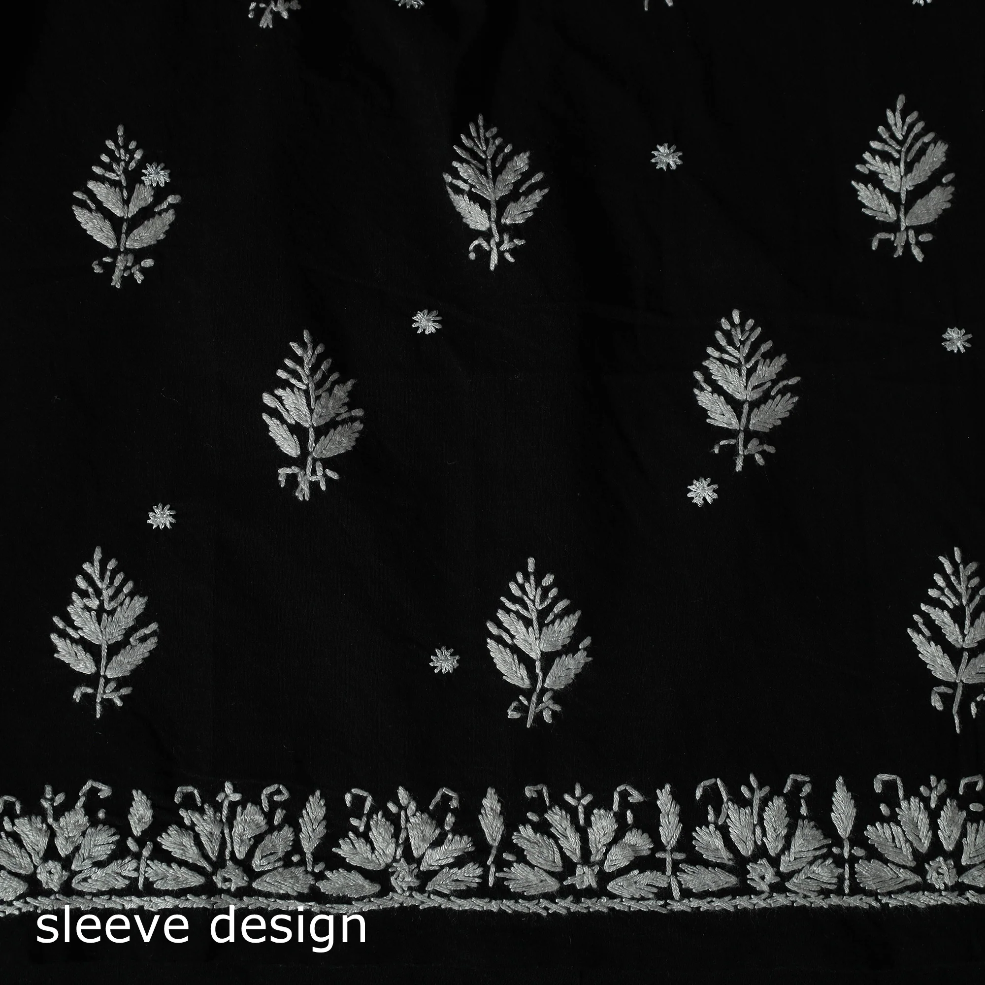 Lucknowi Chikankari Hand Embroidered Jacquard Cotton Unstitched Kurta Material (2.5M) 43 - Image 4