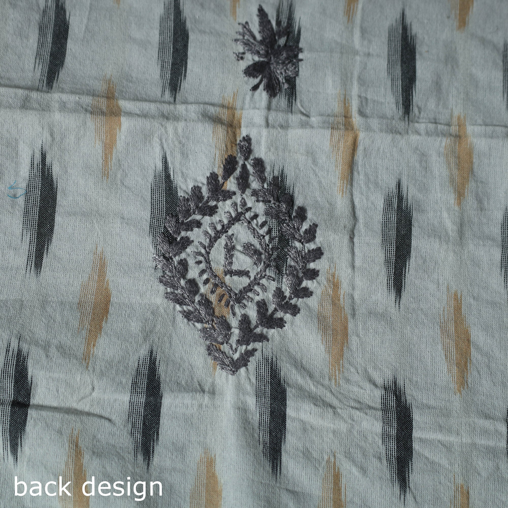 Lucknowi Chikankari Hand Embroidered Pochampally Ikat Cotton Unstitched Kurta Material (2.5M) 26 - Image 4