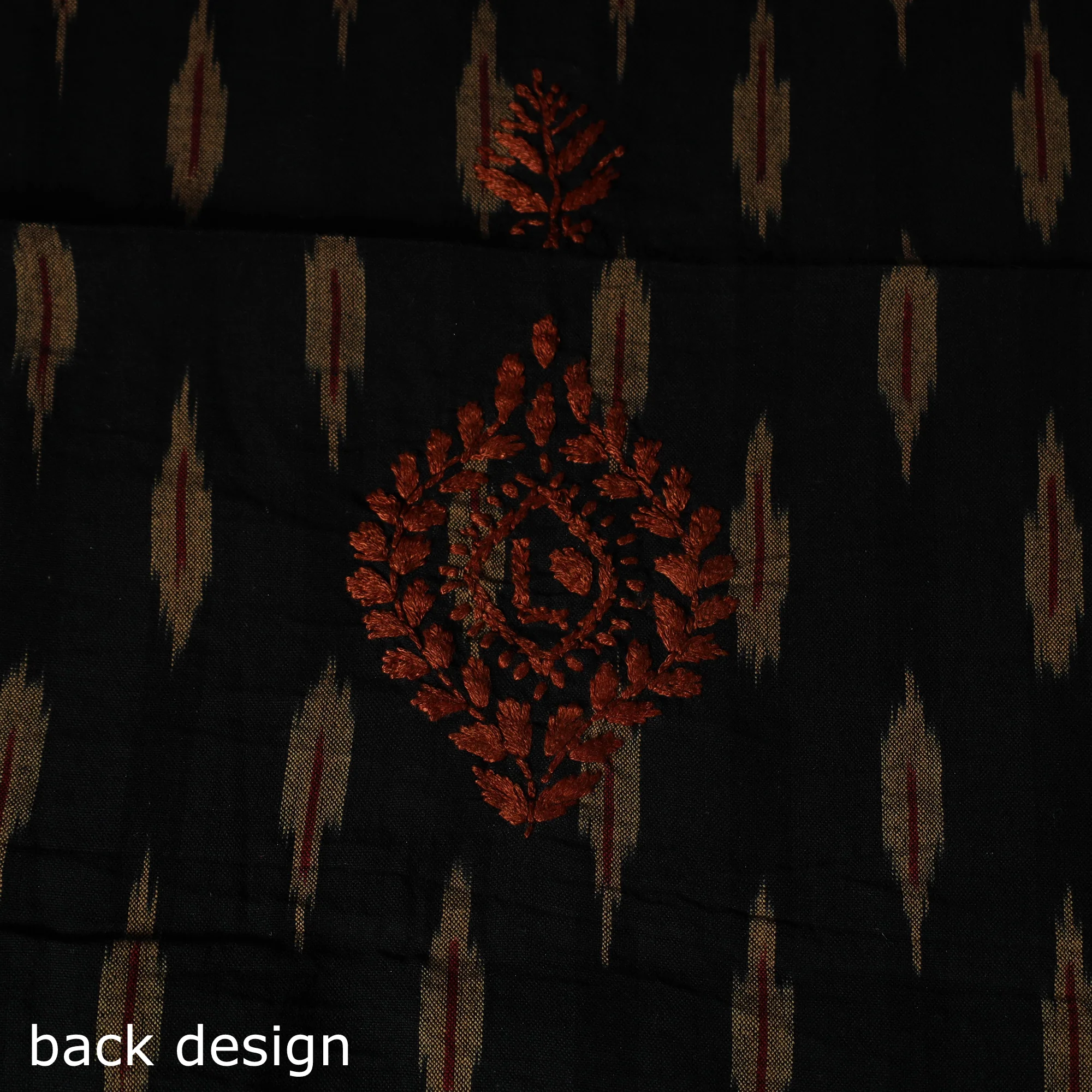 Lucknowi Chikankari Hand Embroidered Pochampally Ikat Cotton Unstitched Kurta Material (2.5M) 27 - Image 5