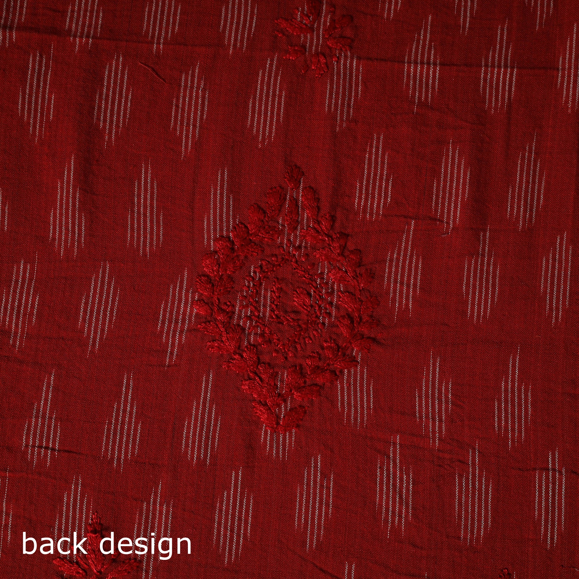 Lucknowi Chikankari Hand Embroidered Pochampally Ikat Cotton Unstitched Kurta Material (2.5M) 32 - Image 4