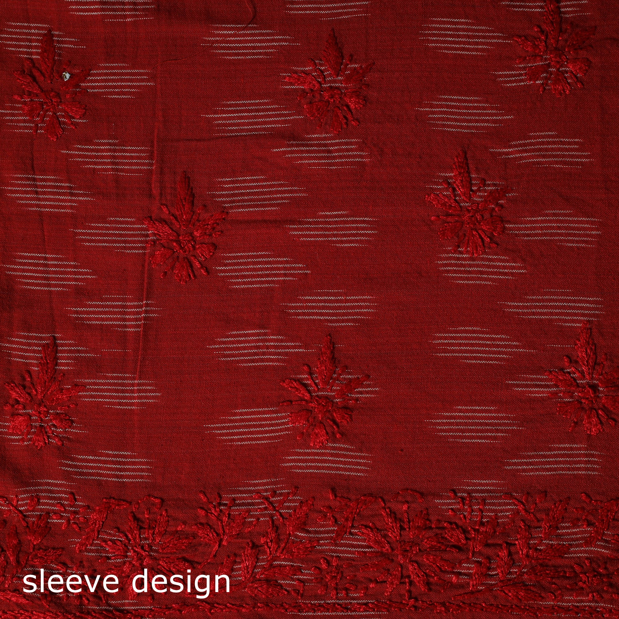 Lucknowi Chikankari Hand Embroidered Pochampally Ikat Cotton Unstitched Kurta Material (2.5M) 32 - Image 5