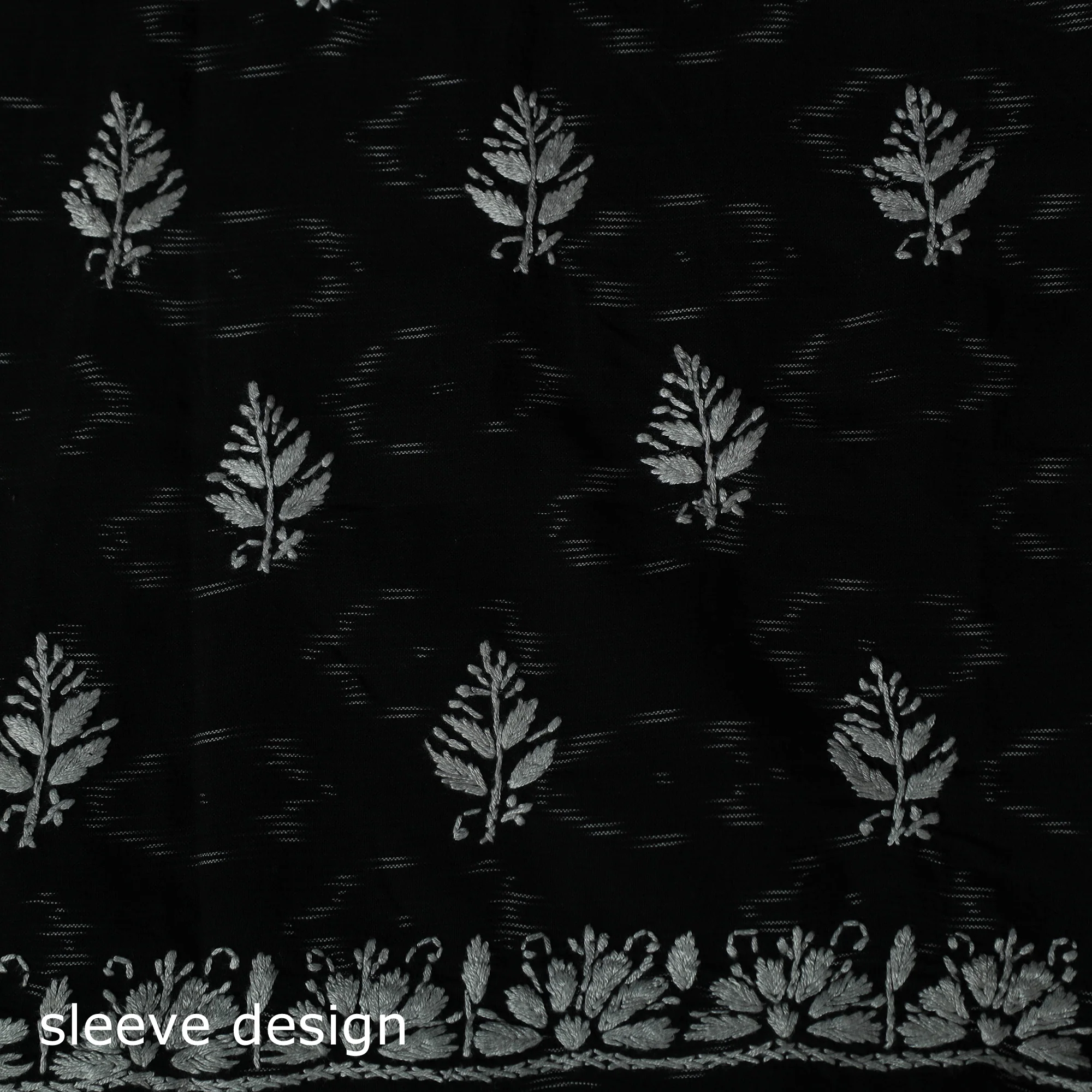 Lucknowi Chikankari Hand Embroidered Pochampally Ikat Cotton Unstitched Kurta Material (2.5M) 34 - Image 4