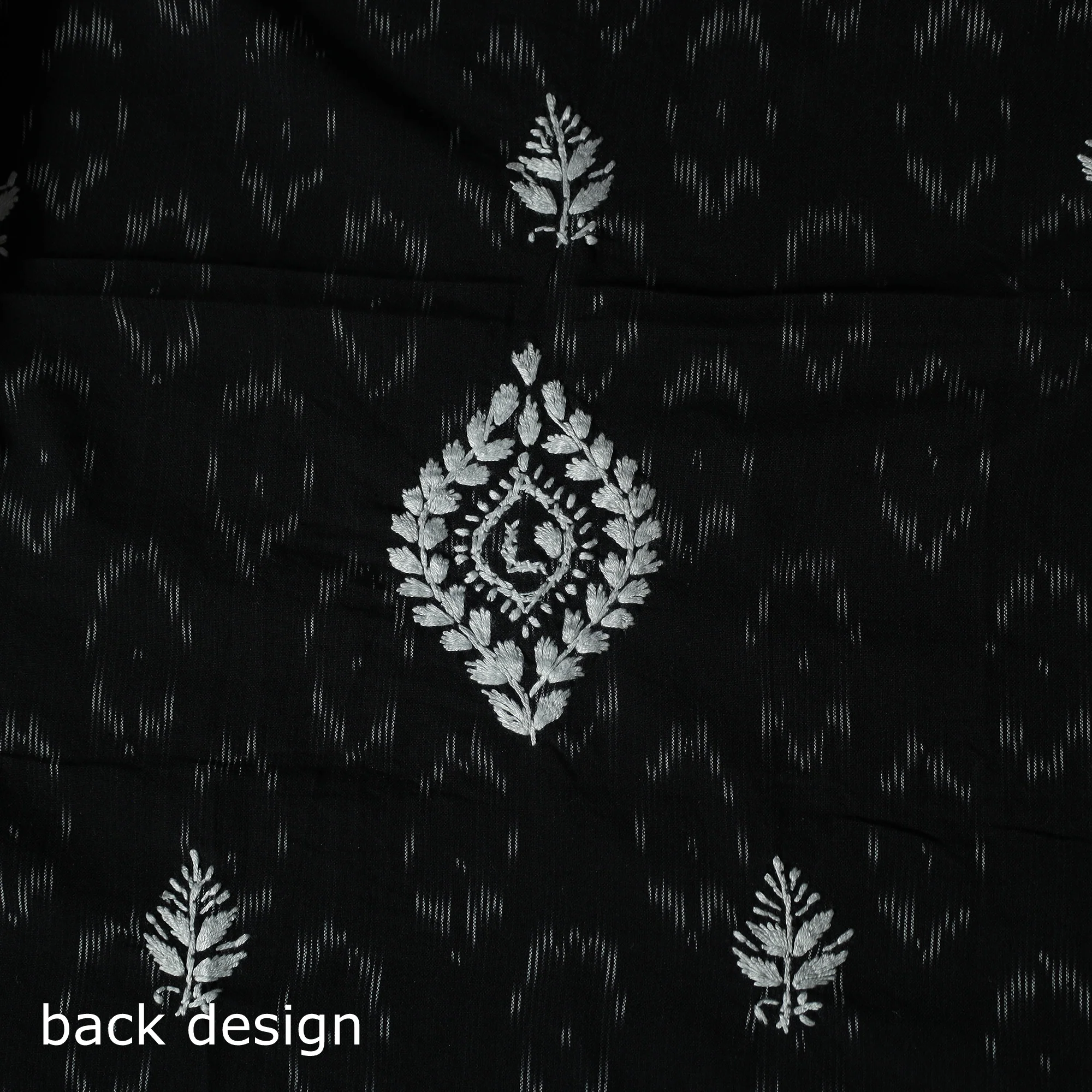 Lucknowi Chikankari Hand Embroidered Pochampally Ikat Cotton Unstitched Kurta Material (2.5M) 34 - Image 5