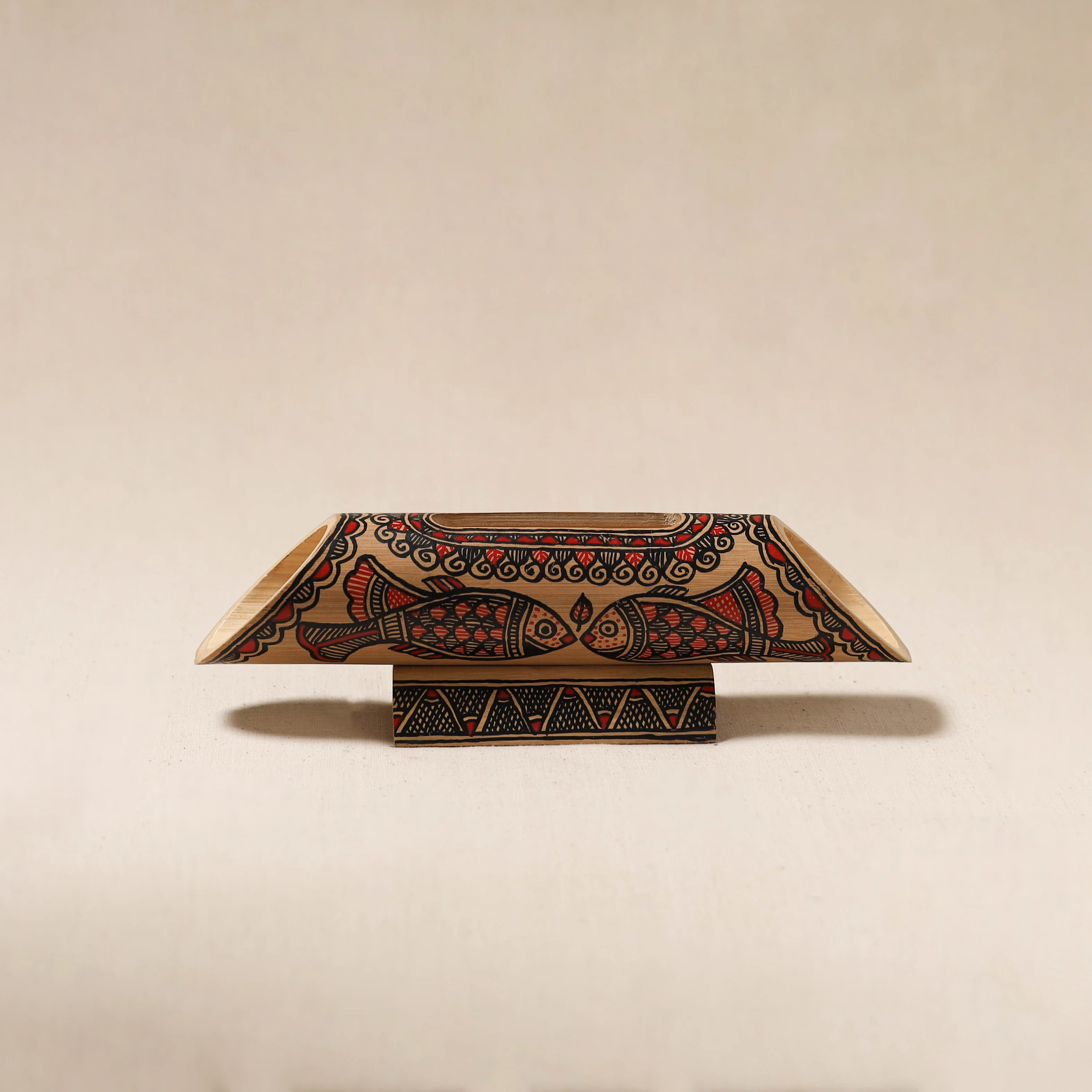 Brown - Madhubani Handpainted Hand Carved Natural Bamboo Phone Audio Amplifier Speaker 03 - Image 4