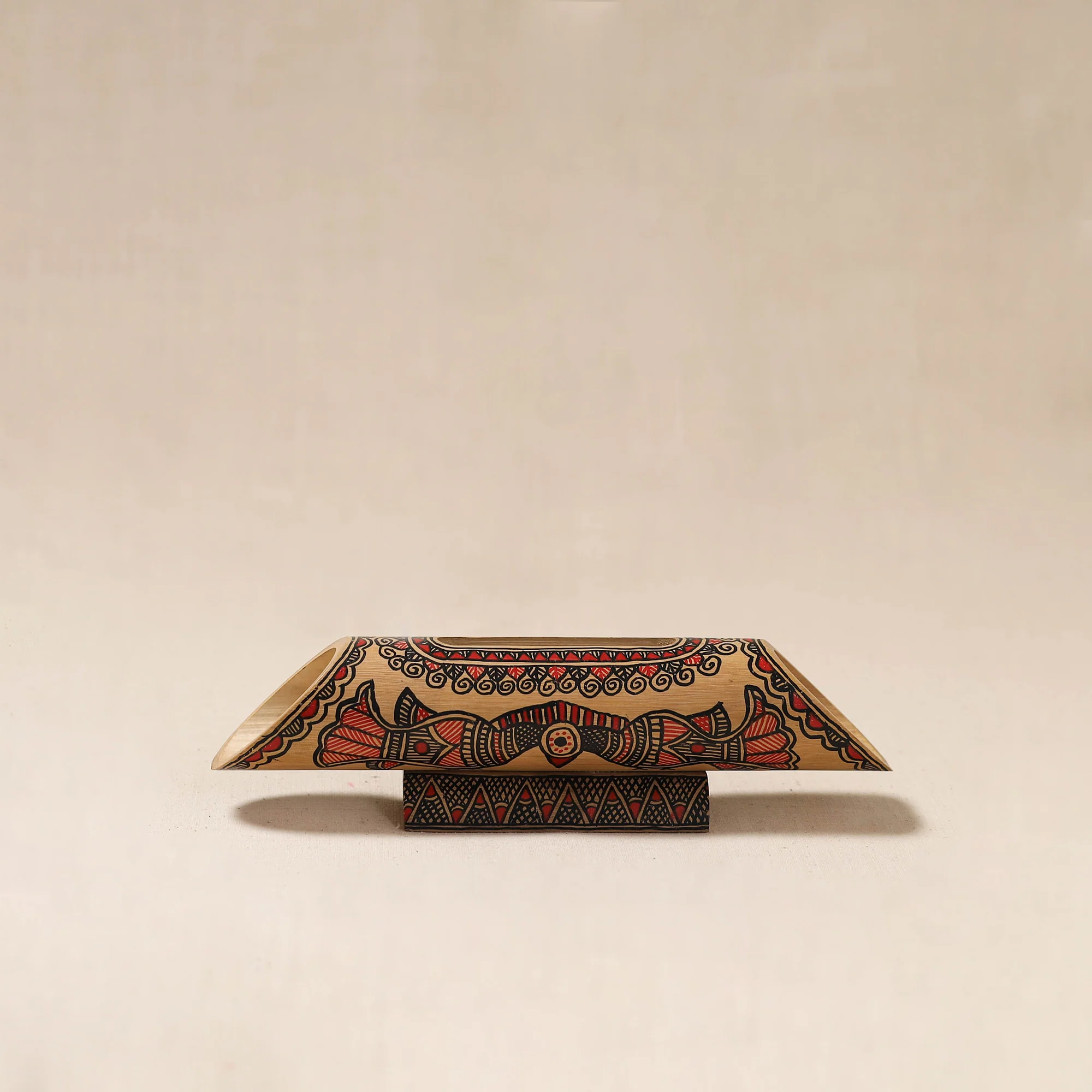 Brown - Madhubani Handpainted Hand Carved Natural Bamboo Phone Audio Amplifier Speaker 05 - Image 4